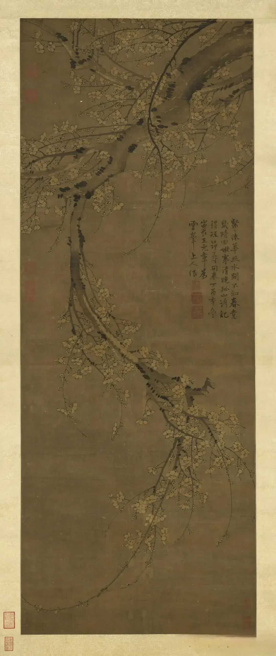 元 王冕《南枝春早图》，151.4厘米×52.2厘米。绢本 墨笔。藏于台北故宫博