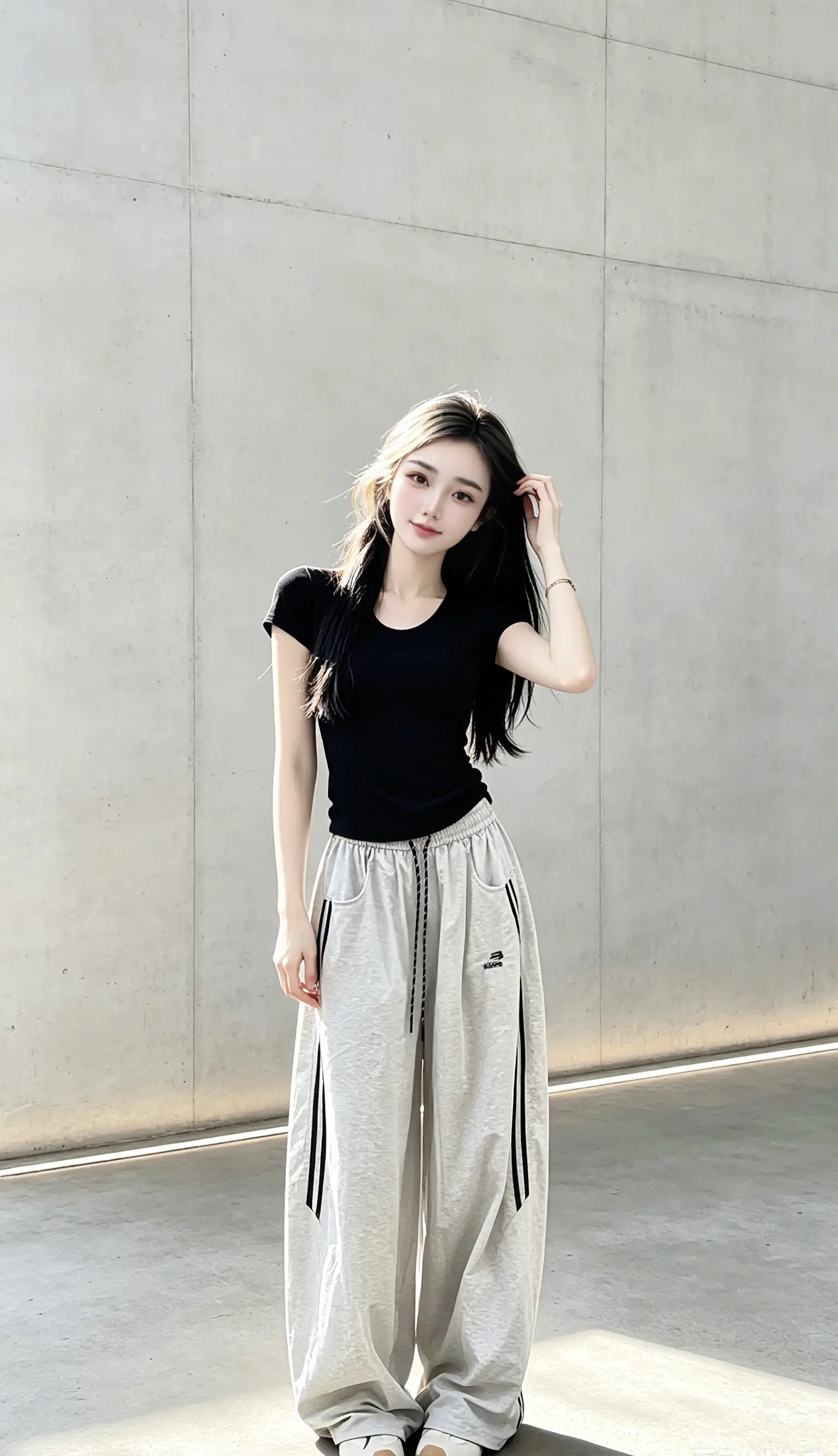 极简自在穿搭 夏季舒适慵懒感穿搭 夏天这么穿太舒服了 黑色t恤女显瘦 ...