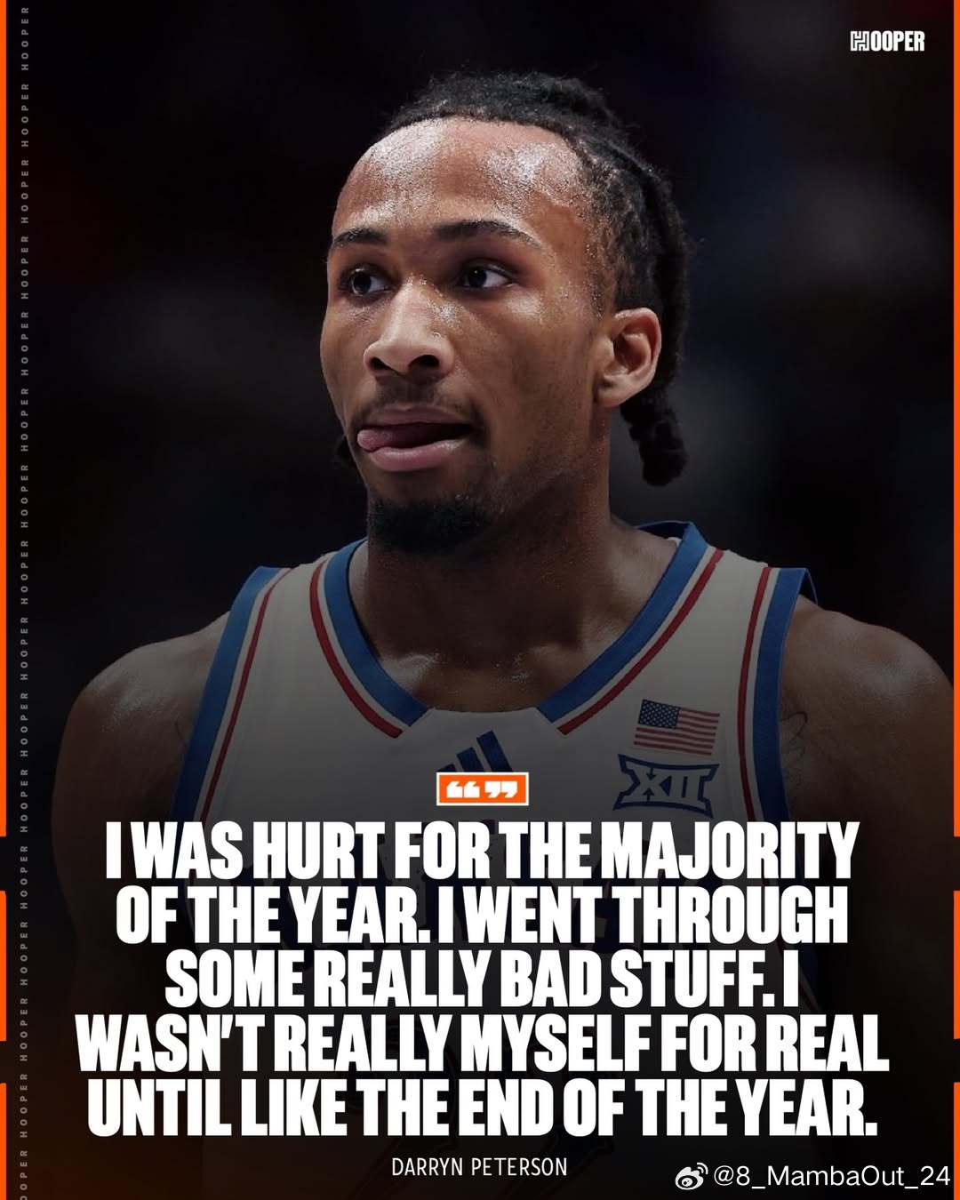 达林·彼得森表示，他的赛季因身体与心理双重问题而偏离轨道："赛季大部分时间我都被