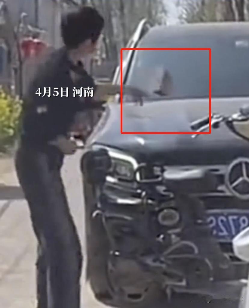 无知者无畏！河南周口，一位奔驰车主在驾车经过一个村庄时，遭遇一位大妈突然冲出来，