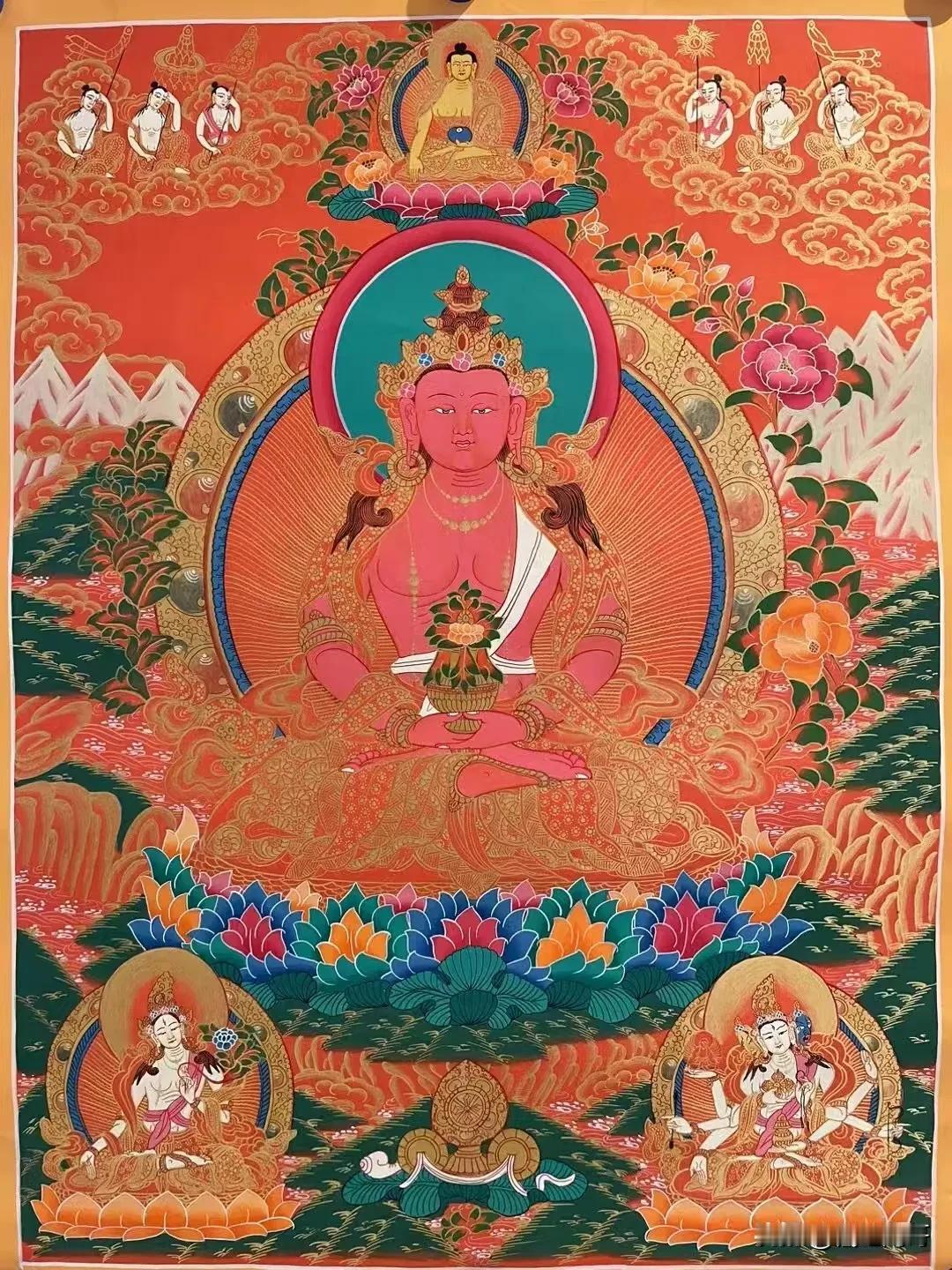 【长寿佛】
——尺寸50*70

又称无量寿智如来，是藏传佛教中的重要菩萨，象征