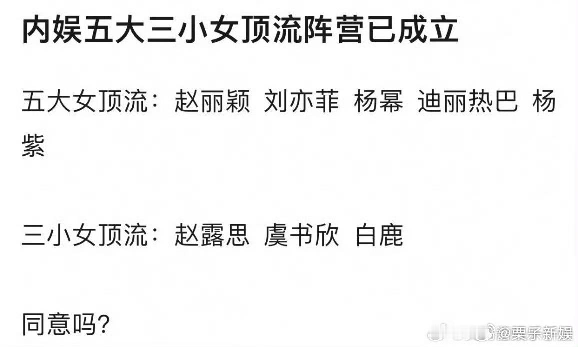 内娱五大三小女顶流内娱五大三小女顶流阵营内娱五大三小女顶流阵营，咋样，[可怜][
