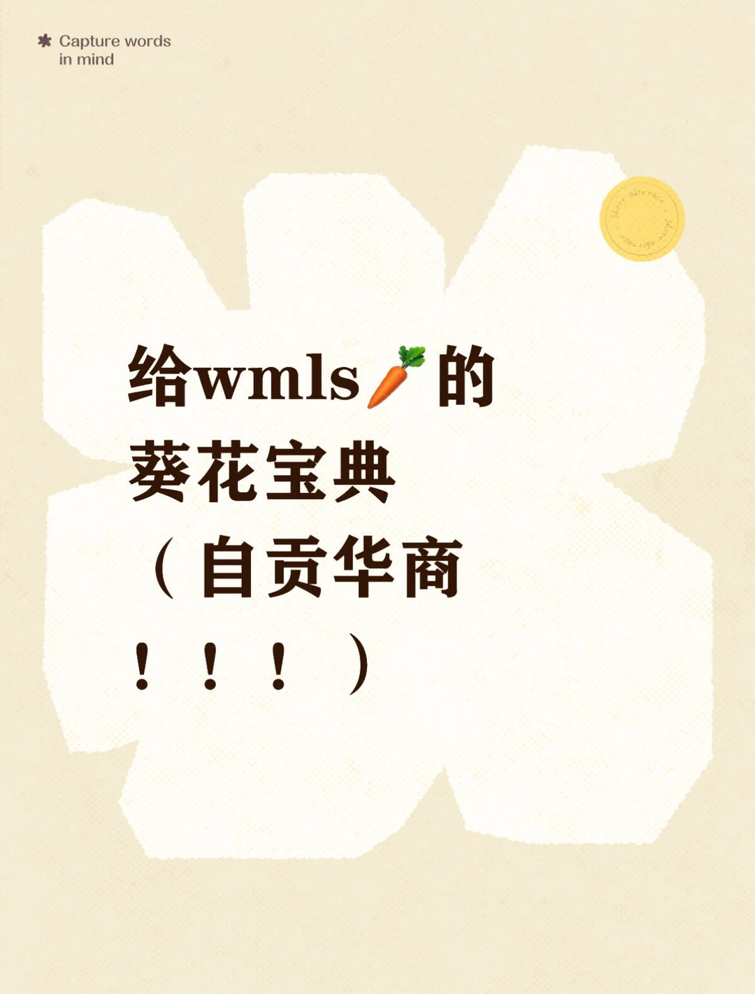 给wmls🥕的葵花宝典（自贡华商！！！）