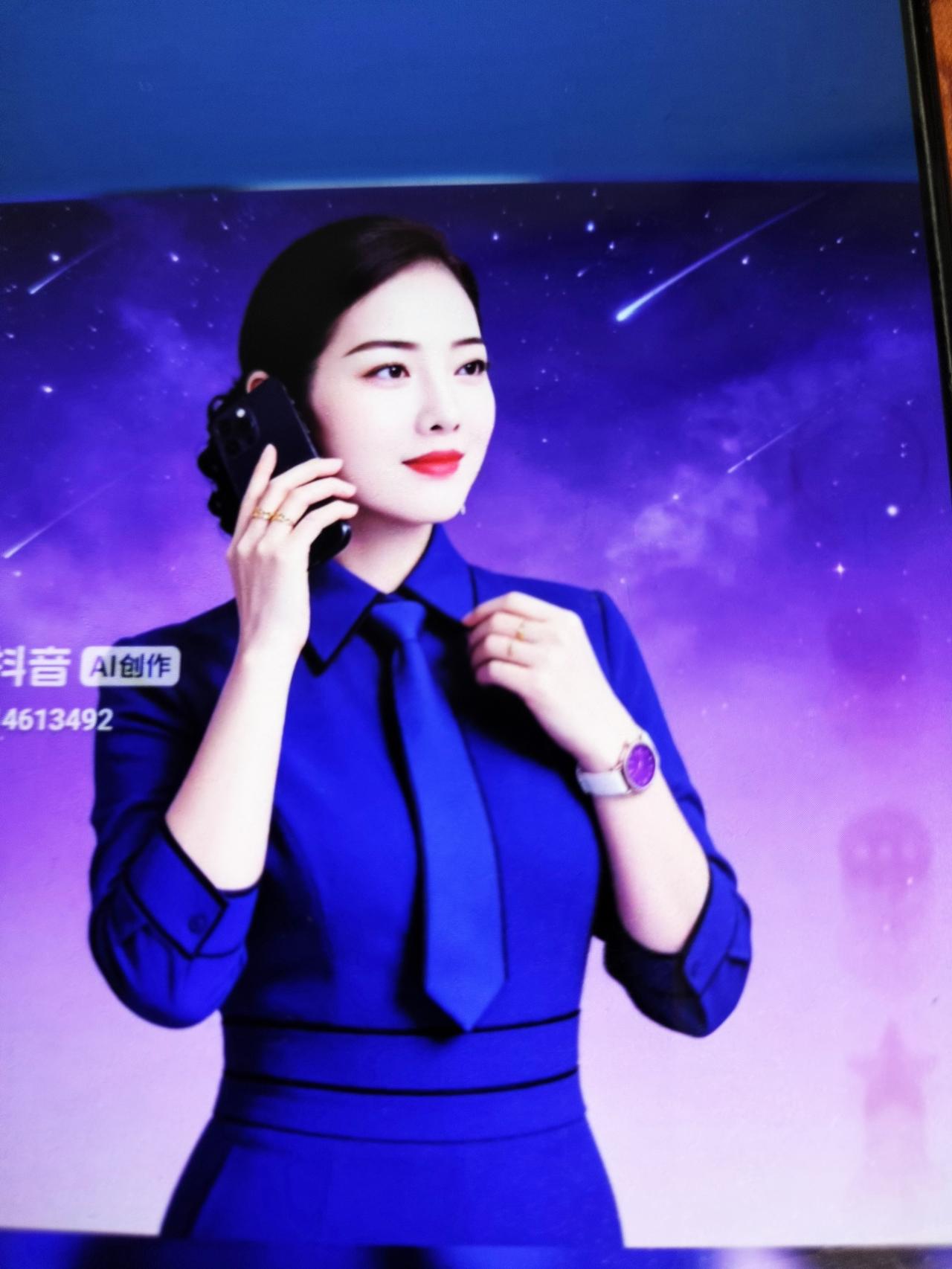 这位女士正在用手机通话。