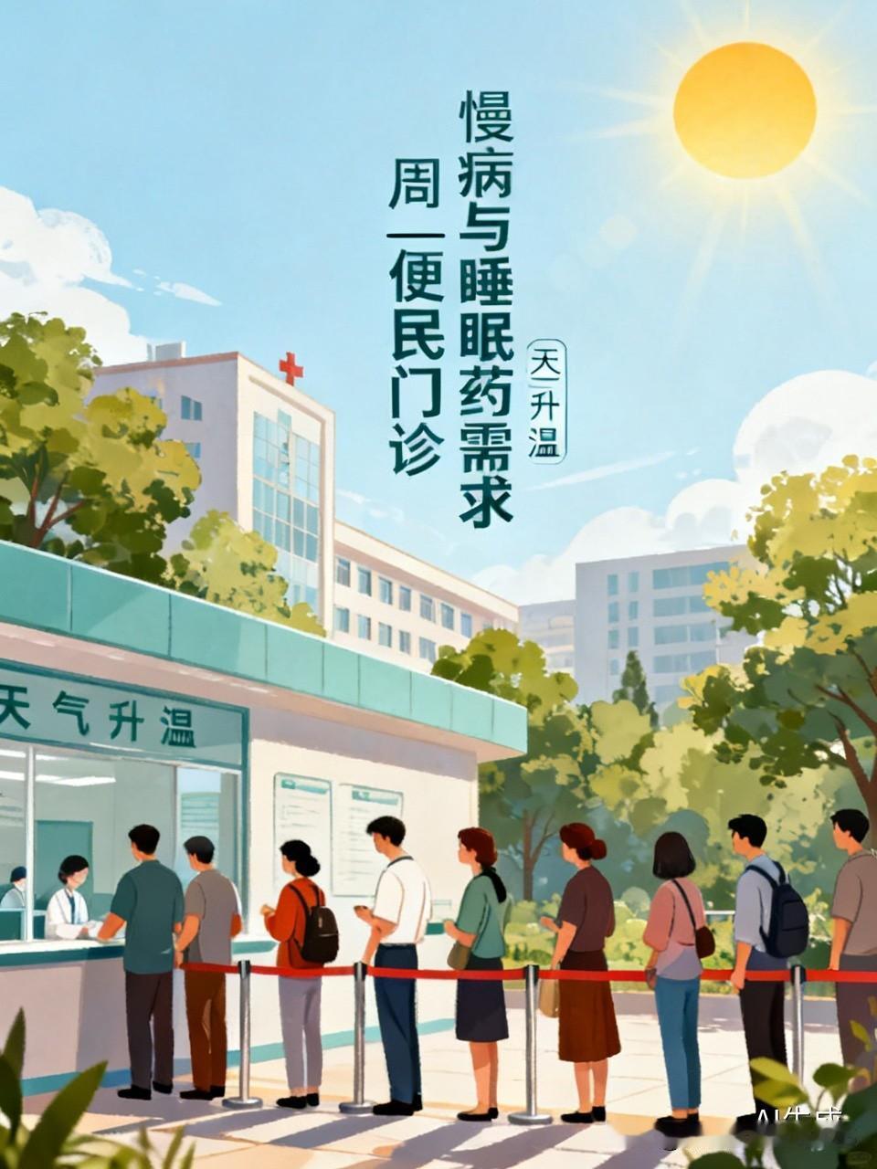 今天是周一，我前往附近的三甲医院便民门诊开药。才上午九点，队伍就已排得老长老长，