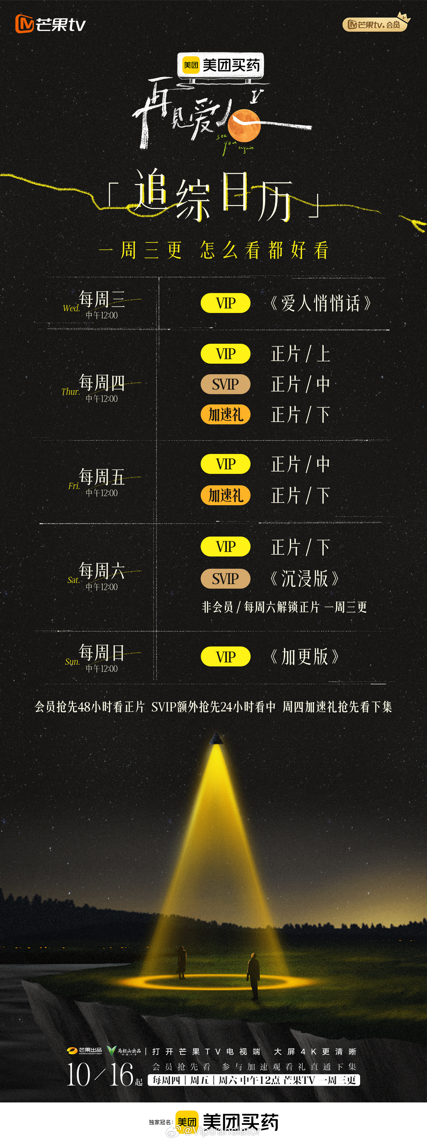 再见爱人5从本周开始，恢复周四周五双更。上中下集变成上下集。SVIP周四抢先看周