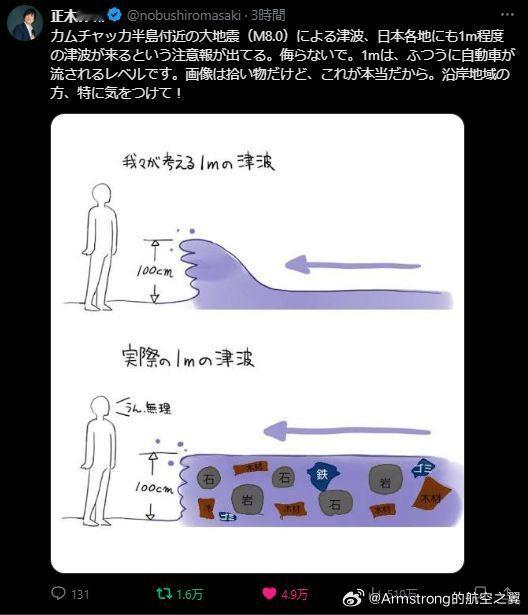 你认为的海啸与实际上的海啸，实际上海啸是一面充满危险和致命碎片的水墙，其力量足以