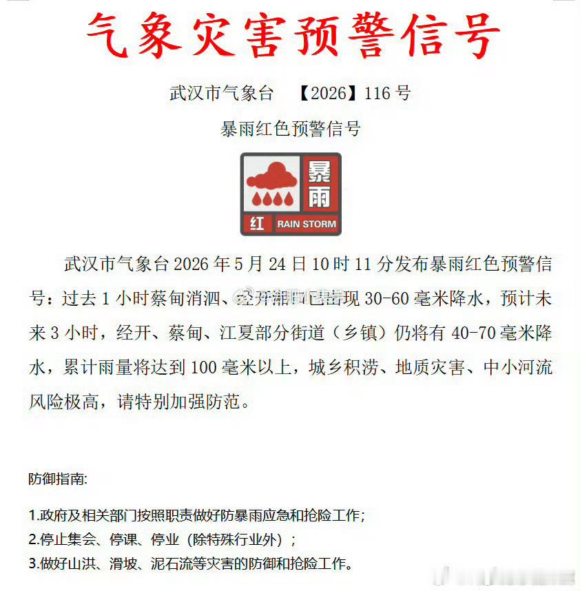 武汉停课停业极端天气非必需不出门你们那下雨了吗？ 