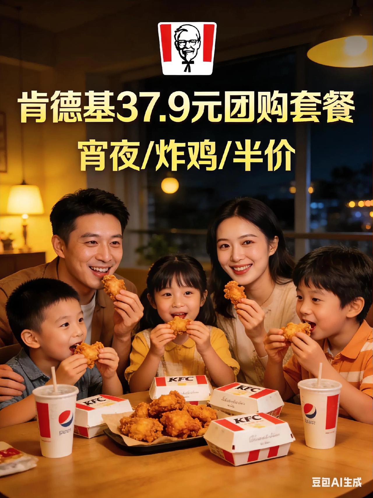 肯德基37.9元团购套餐，宵夜炸鸡半价，和家人一起享受美味！🍗🥤