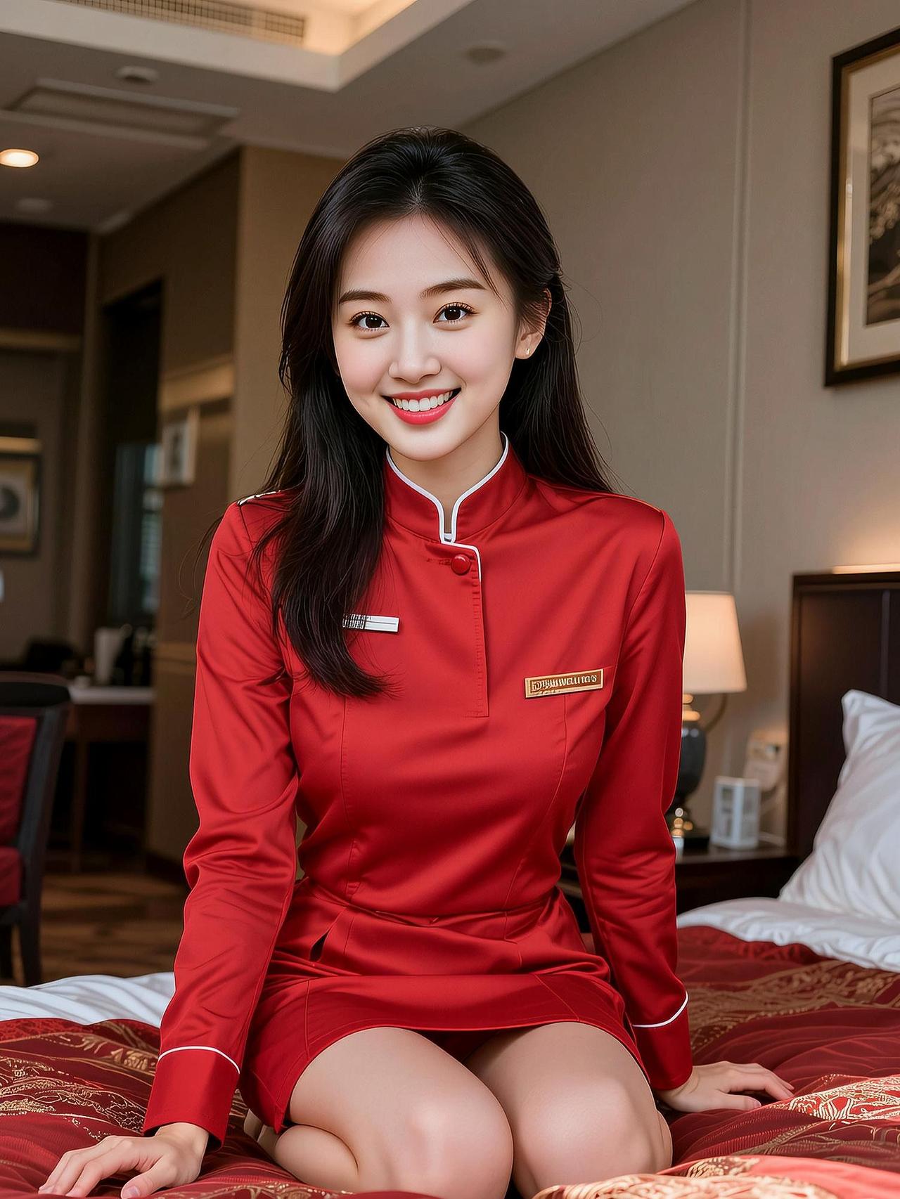 红衣微笑写真 抖音ai创作 原来我也可以这么美变装秀 随手一拍都是美景