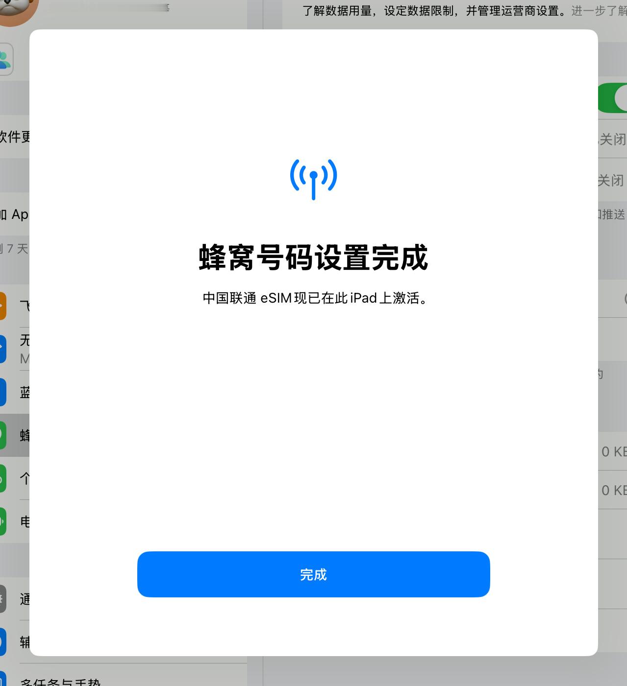 [doge]把 iPad mini 的 eSIM 开好了，先嫖一年 300G 免