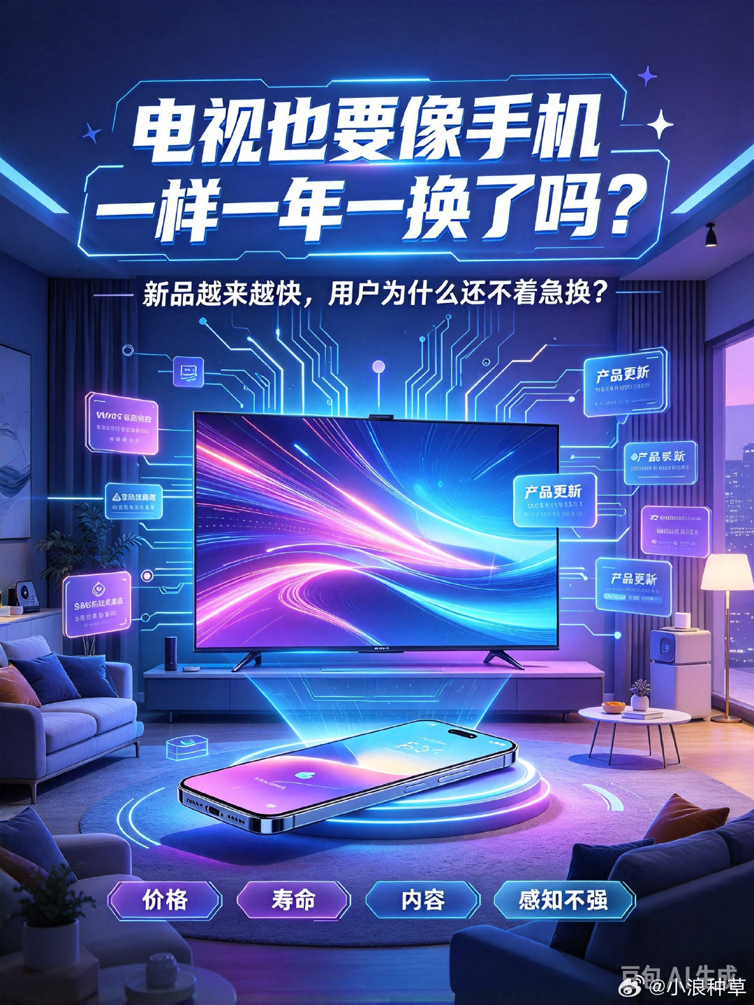 【电视也要像手机一样一年一换了吗？】手机年年更新，电视新品也越出越勤。但和手机不