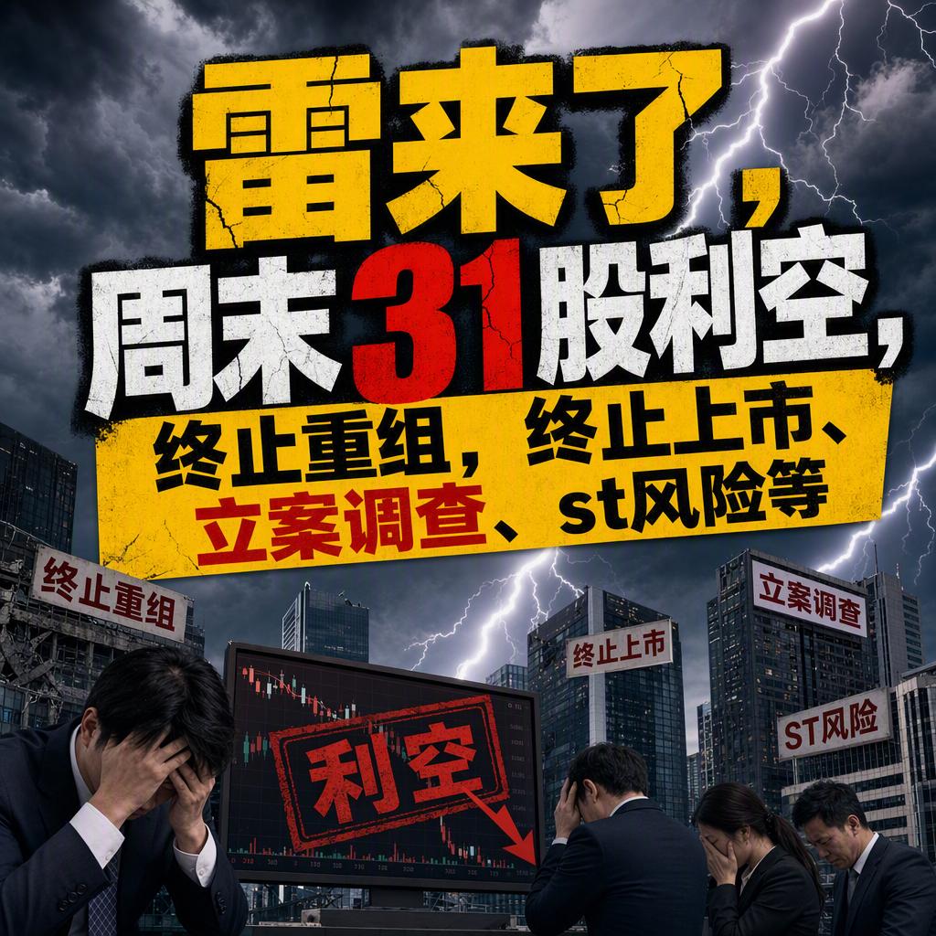 突发！这个周末,31家A股公司集中甩出利空,退市、立案、st风险扎堆而来。
先看