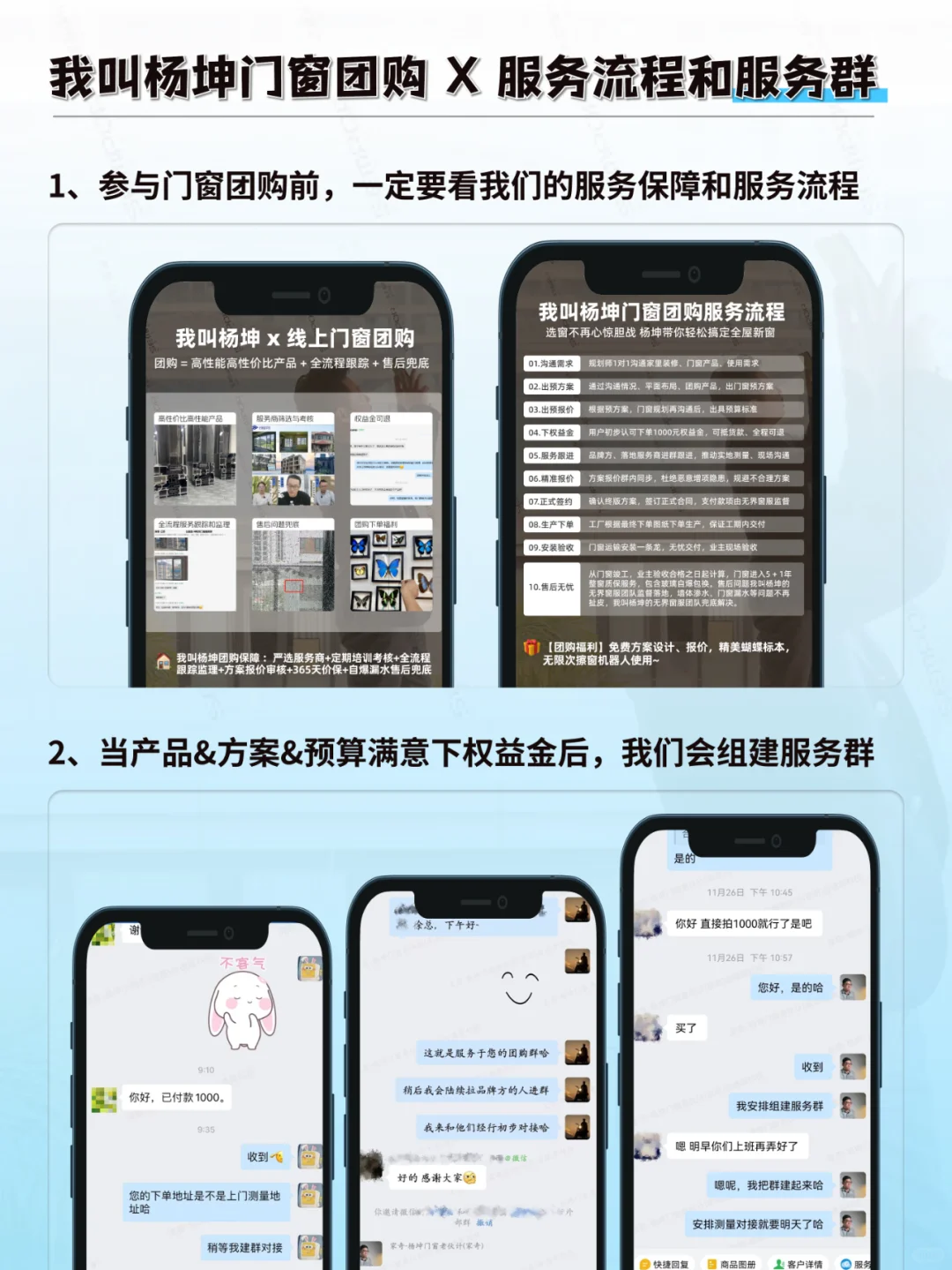 【我叫杨坤】门窗团购服务流程&服务群作用
