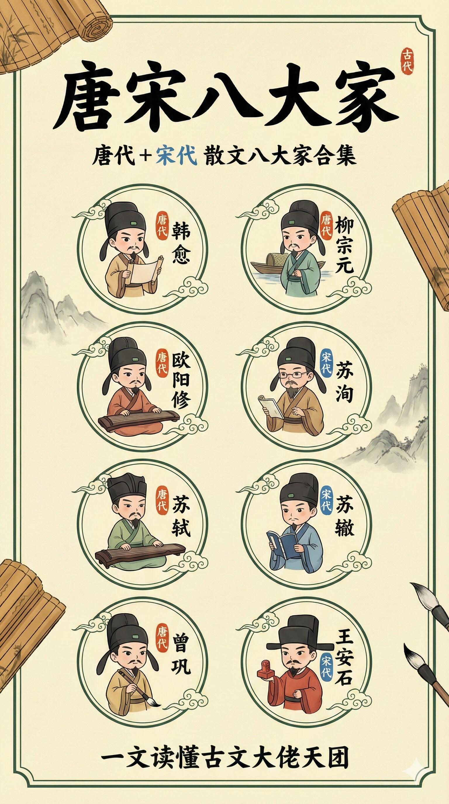 一图看懂：唐宋八大家 