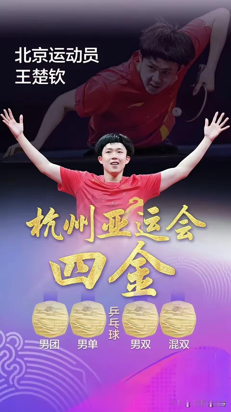 我真的忘记王楚钦曾经这么牛吗？，王楚钦是亚运会历史上第一位报满项目、第一个获得所