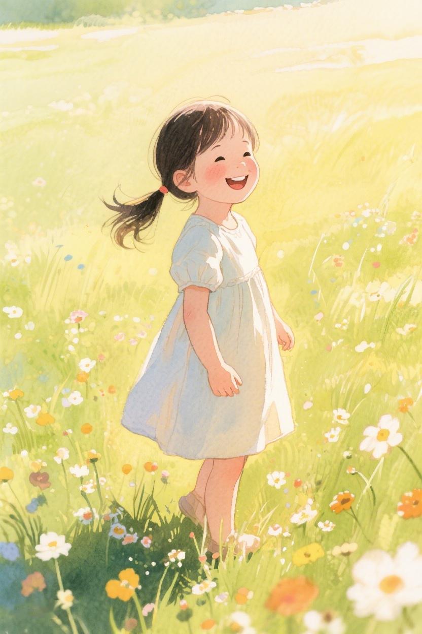 AI随心绘在花海间，那一抹浅笑如微风轻拂心湖，岁月于此静谧，美好自当驻留。