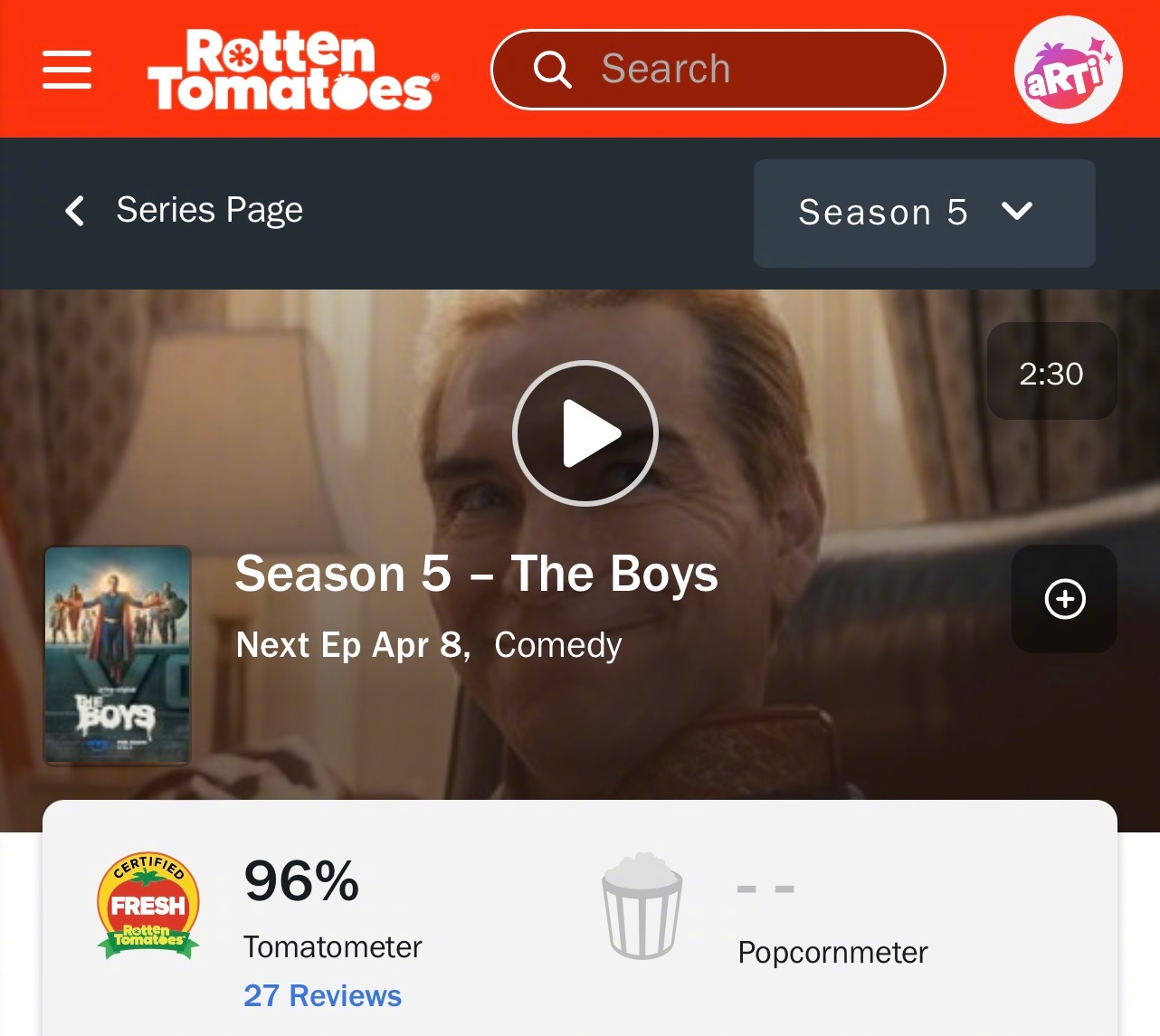 最终季稳了！《黑袍纠察队》最终季第五季将于明天在亚马逊开播，烂番茄开分96%，已