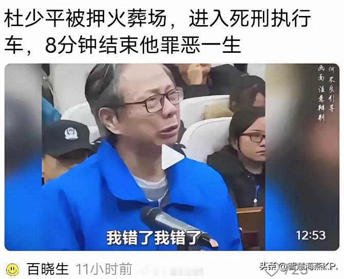 活着被押进火葬场，进入死刑执行车，被执行死刑！看杜少平临死前哭着喊“我错了”的可