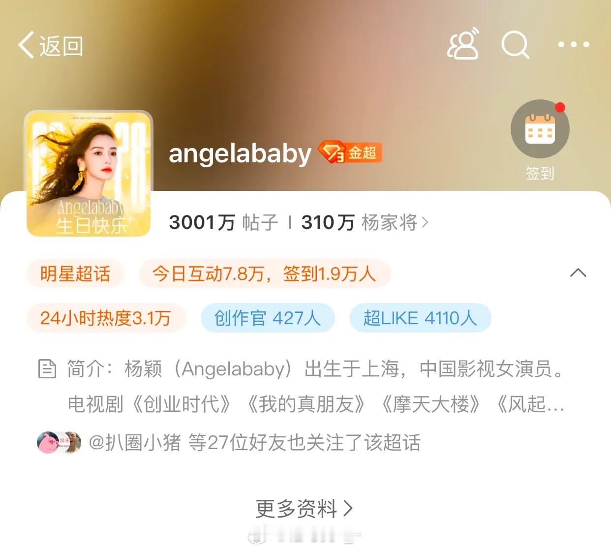 Angelababy杨颖是内娱85花首位超话帖子破3000万的，她的流量是不是被