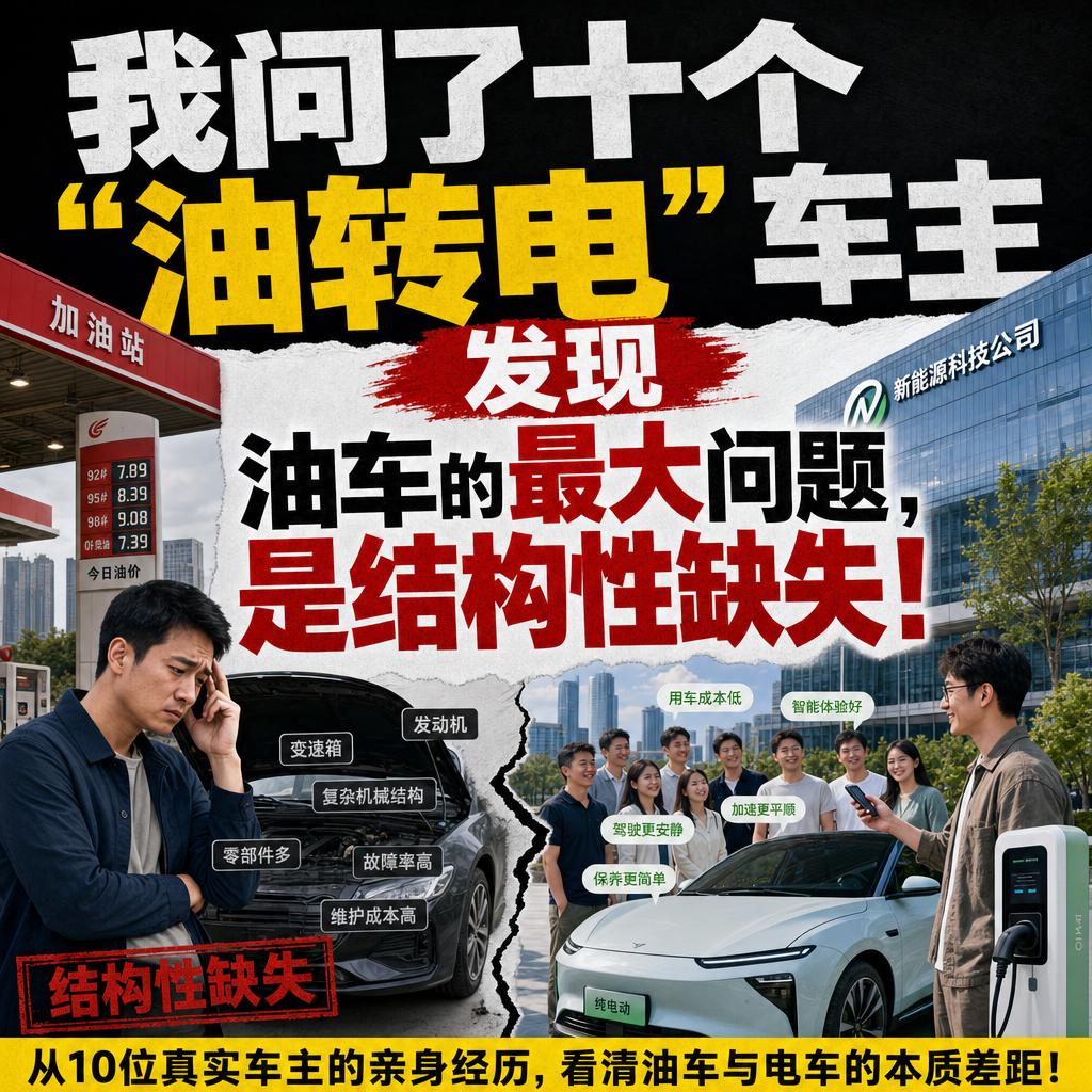 很多人觉得油车开了一百多年，技术成熟、皮实耐用，永远不会过时。
但当我问了十个“
