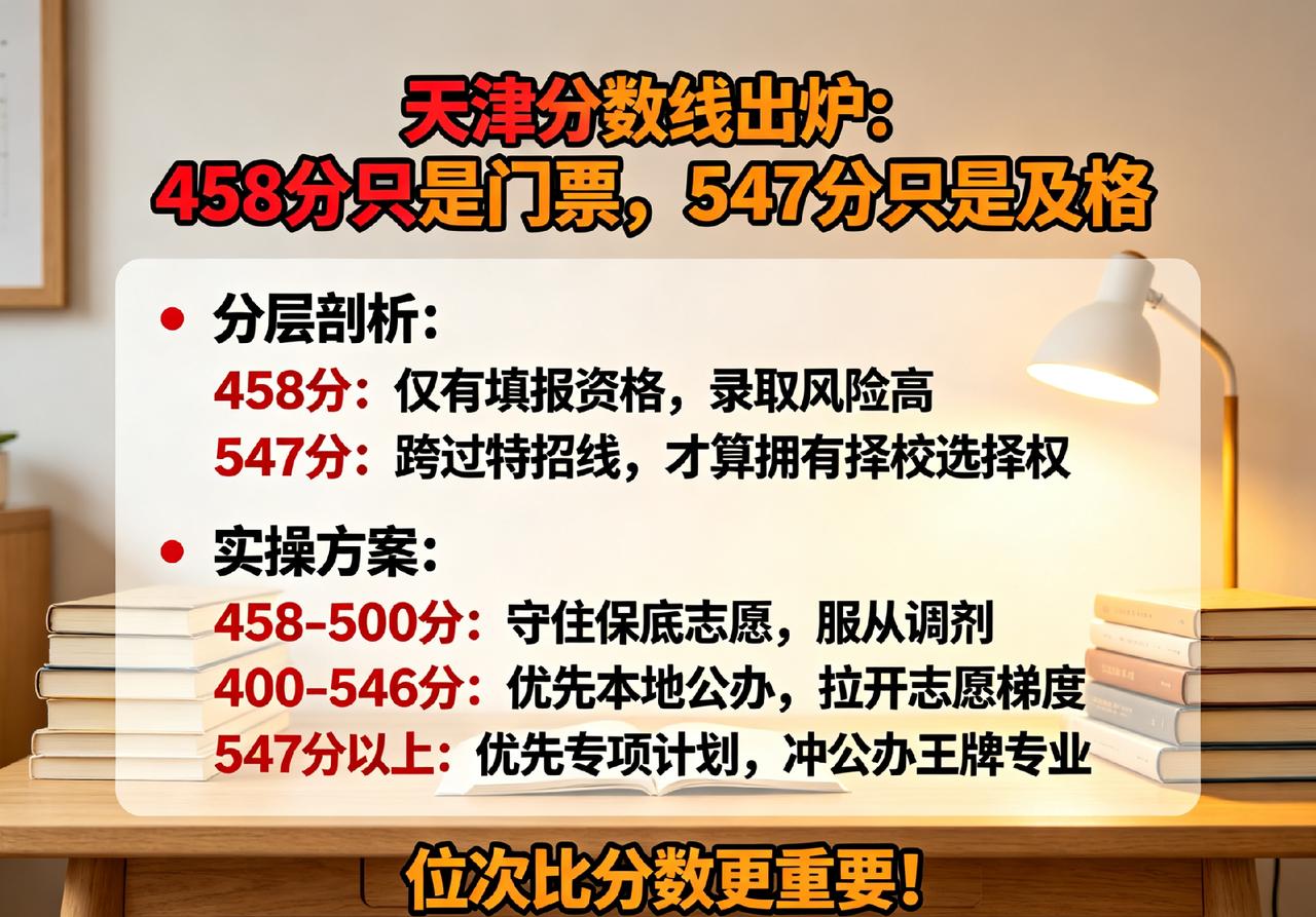 天津分数线出炉：458分只是门票，547分才算及格
 

 
2026年天津高考