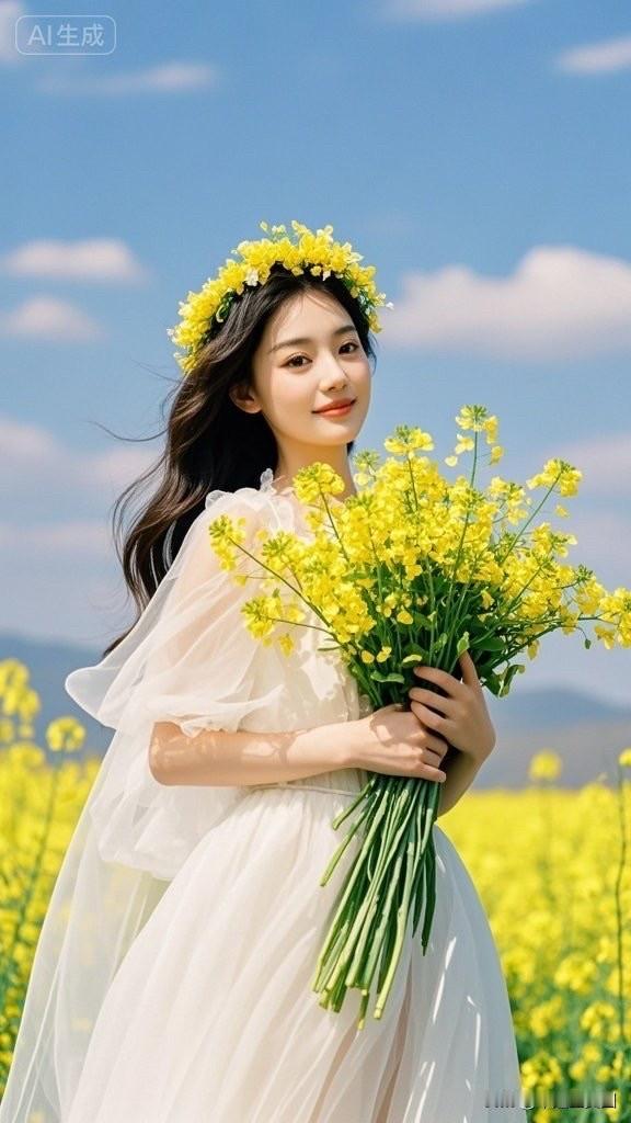 阳光下的花海，笑靥如花的你