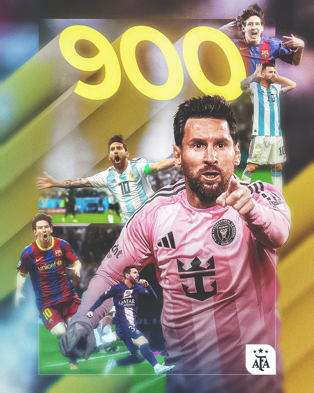 阿根廷国家队祝贺梅西达成900球里程碑。🐐🇦🇷梅西