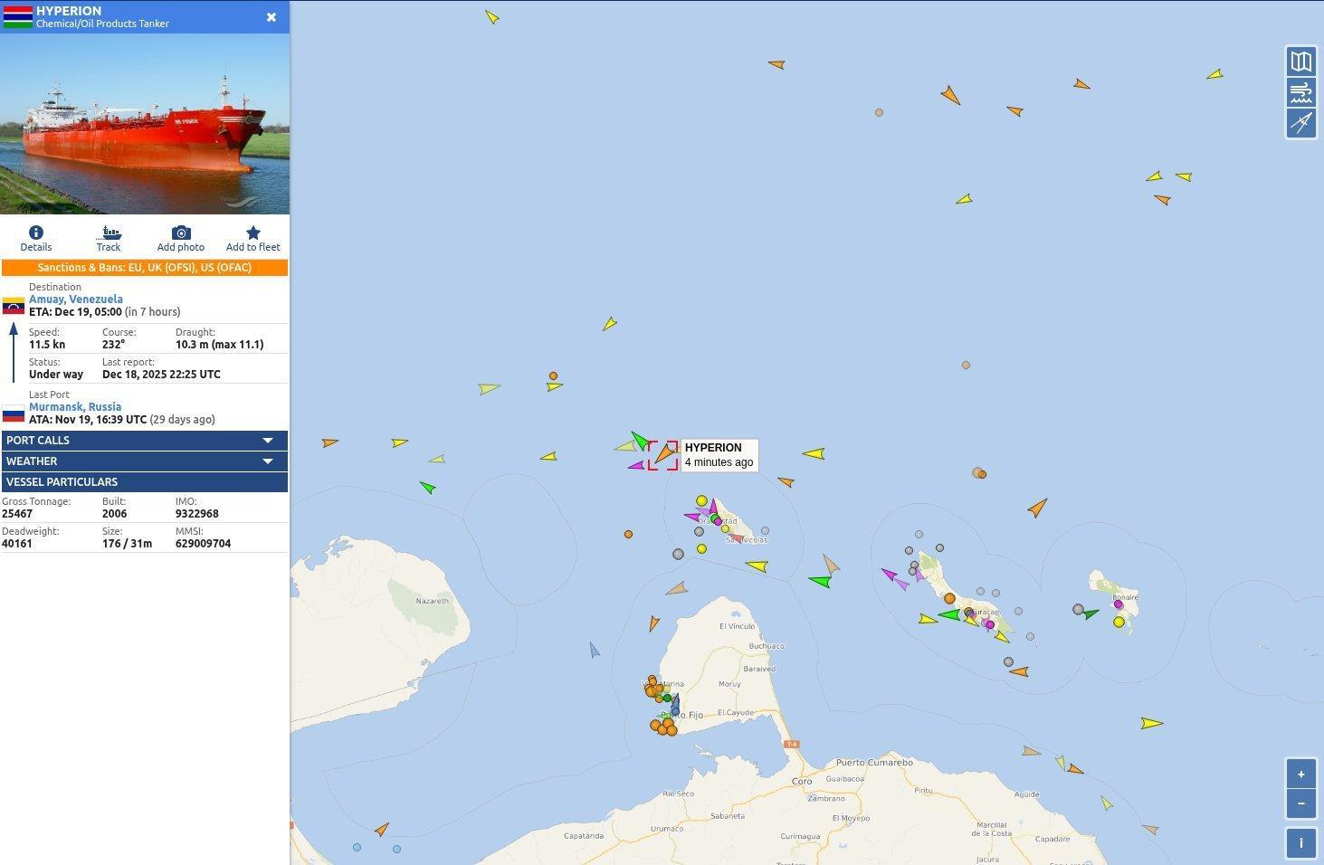从监视战机到监视油轮。受美国财政部外国资产控制办公室（OFAC）制裁的俄罗斯油轮