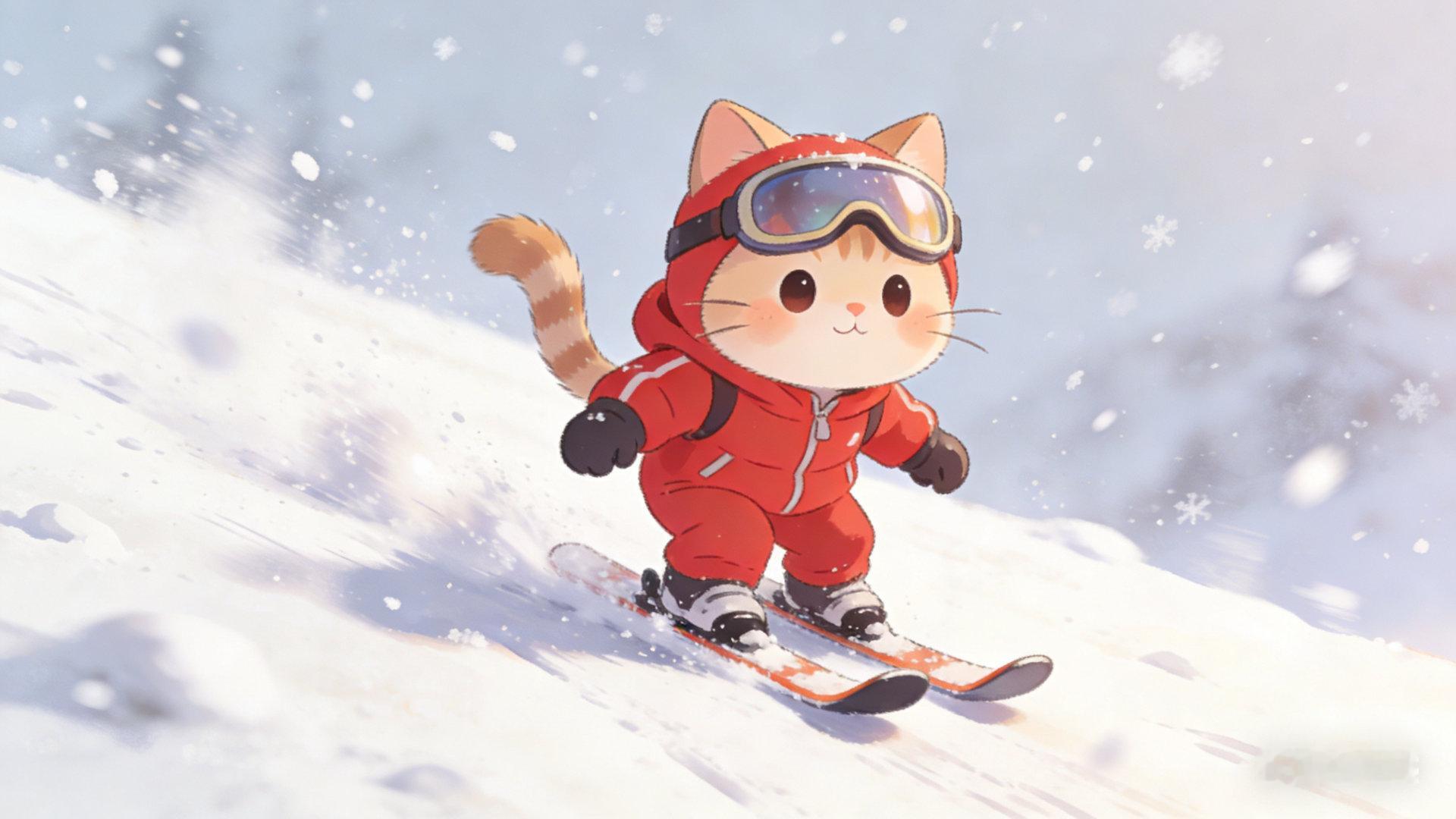 试着用AI练一练手，这个季节就是适合滑雪🏂，看看这速度怎么样，够萌的吧！体育A