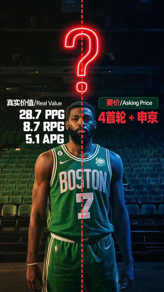 三年了。同一个球员被摆上货架三次，现在卖家把价签一翻——四枚首轮，少一个别敲门。