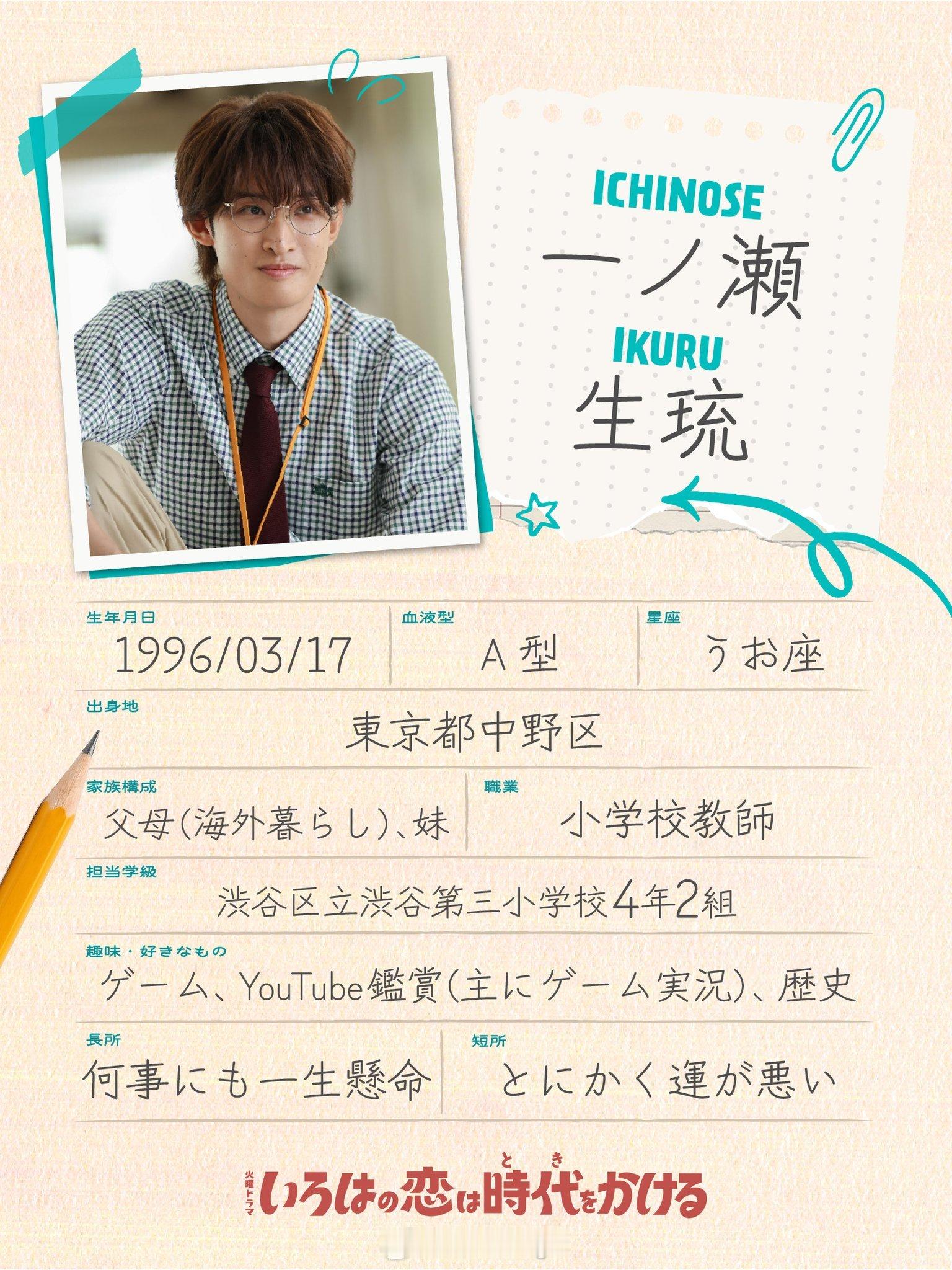 TBS火十日剧《IROHA穿越时空之恋》一ノ瀬生琉  ┋  SnowMan向井康
