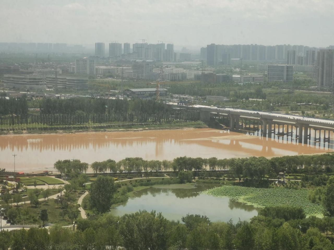 怪不得渭河水一下就变黄了，原来是上游甘肃天水等地下大雨，导致渭河水涨，土壤随河水