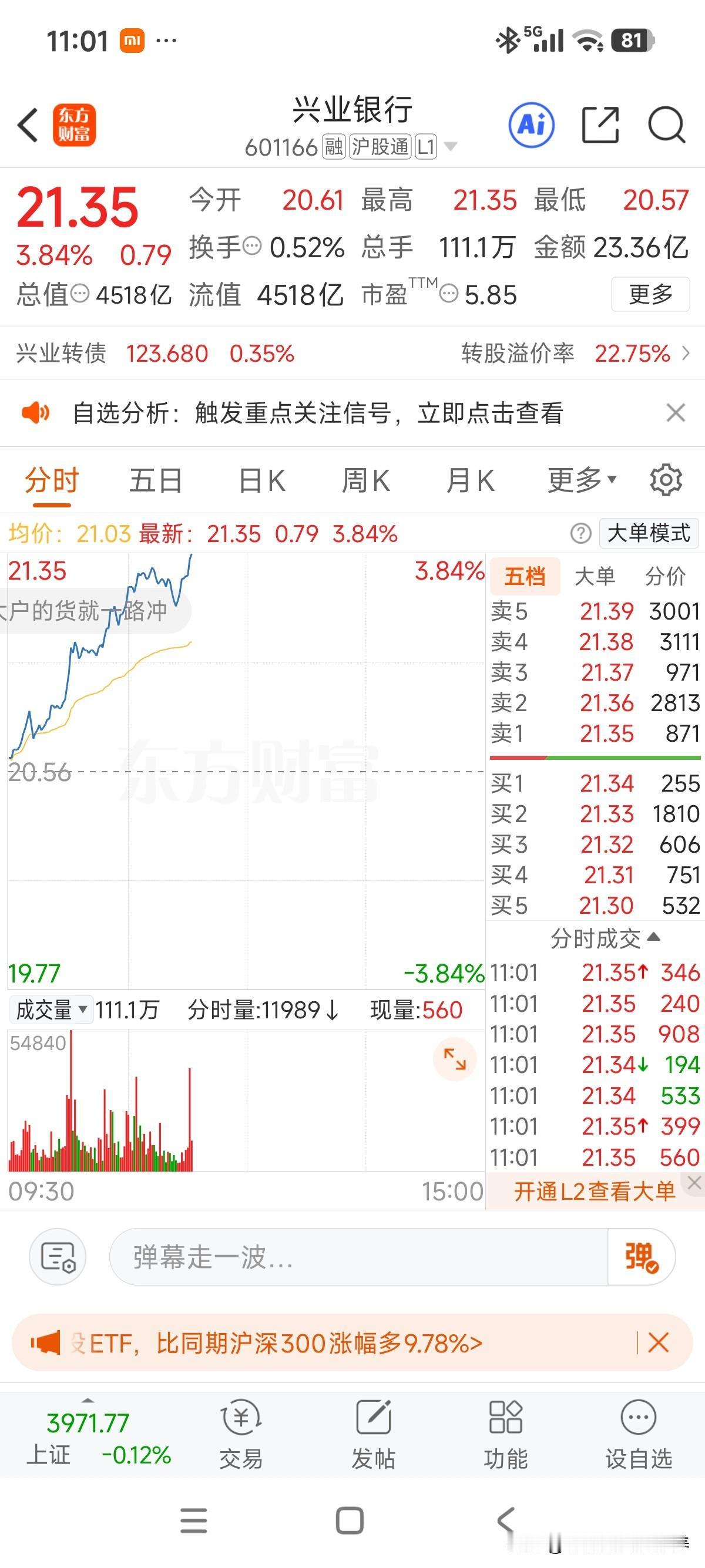 榜二大哥终于发力了[呲牙]！当然今天榜四位置的招商银行表现也很威猛！

考虑目前