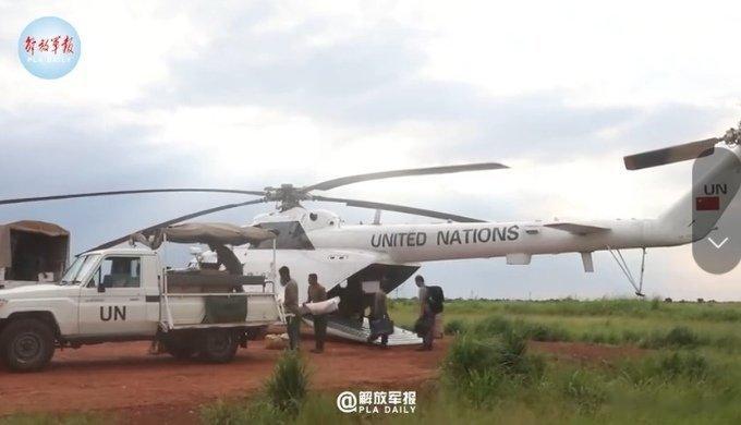 #精忠蓝盔[超话]##致敬中国蓝盔##中国军人# 中国第3批赴阿卜耶伊维和直升机