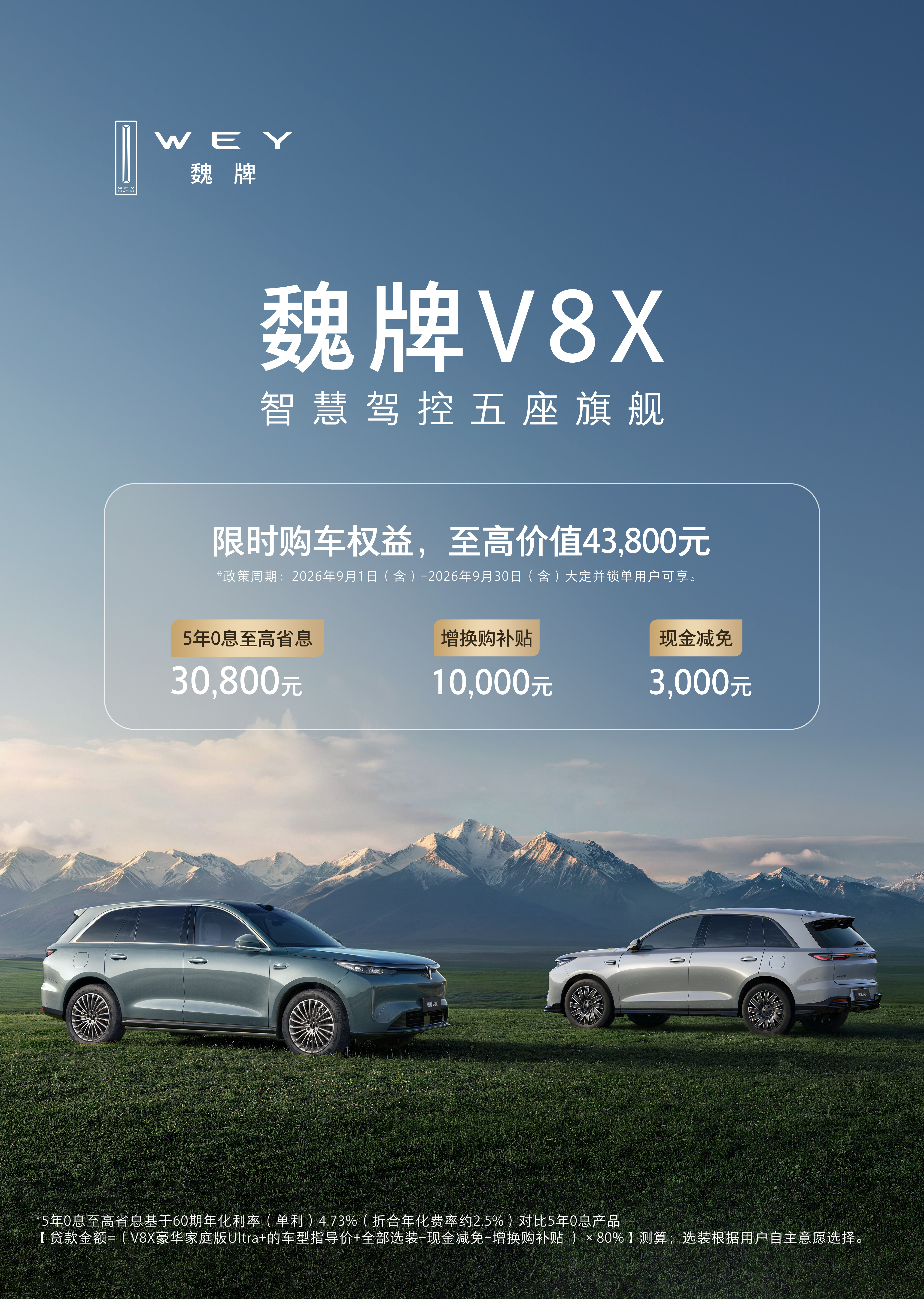魏牌 V8X魏你放心魏牌旗舰车型拼产品力，更要看入手门槛。不少意向用户看好高端车