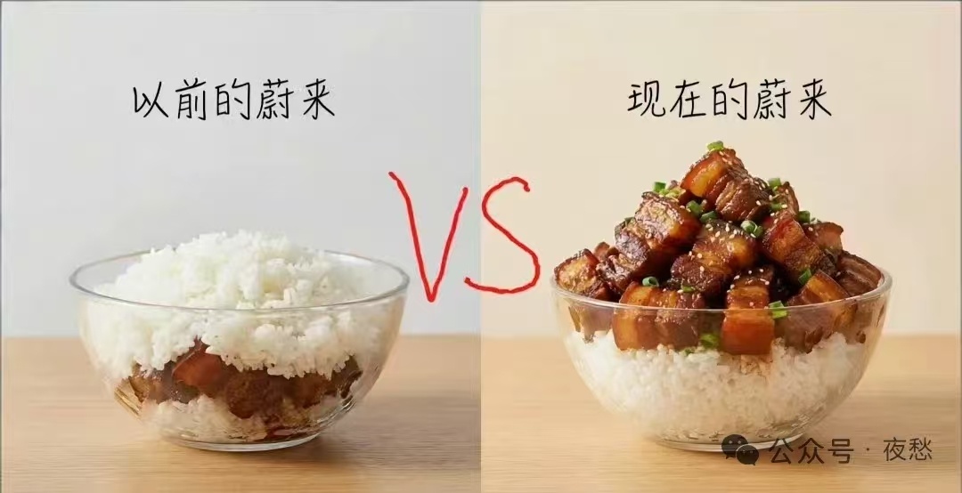 笑不活了以前的蔚来肉埋在饭里，现在的蔚来肉盖饭上大v聊车蔚来汽车