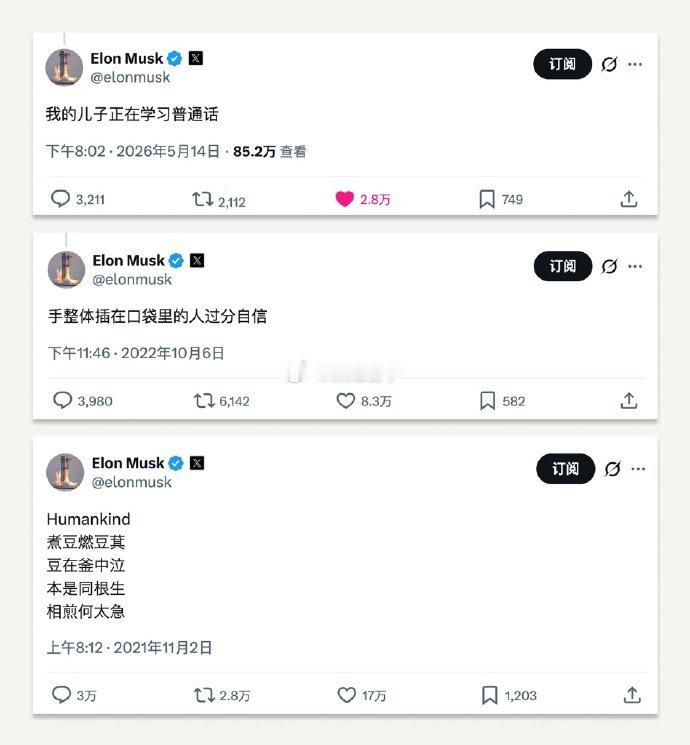 马斯克让孩子学中文——是为了看懂上海工厂的财报？还是为了看懂评论区怎么骂他？我看