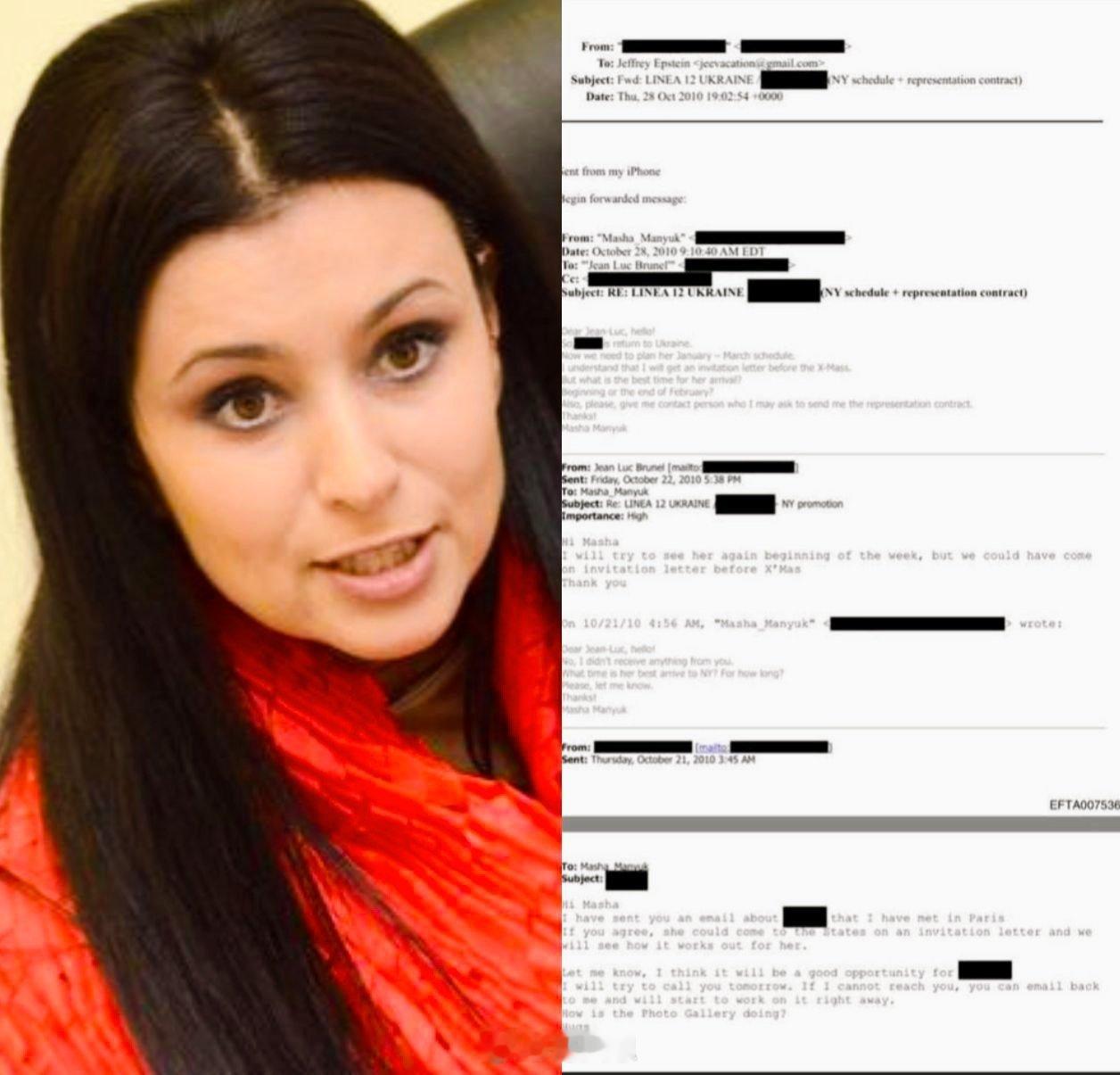 最新爆料：乌克兰模特经纪公司“Line 12”的负责人玛莎·曼尤克为杰弗里·爱泼
