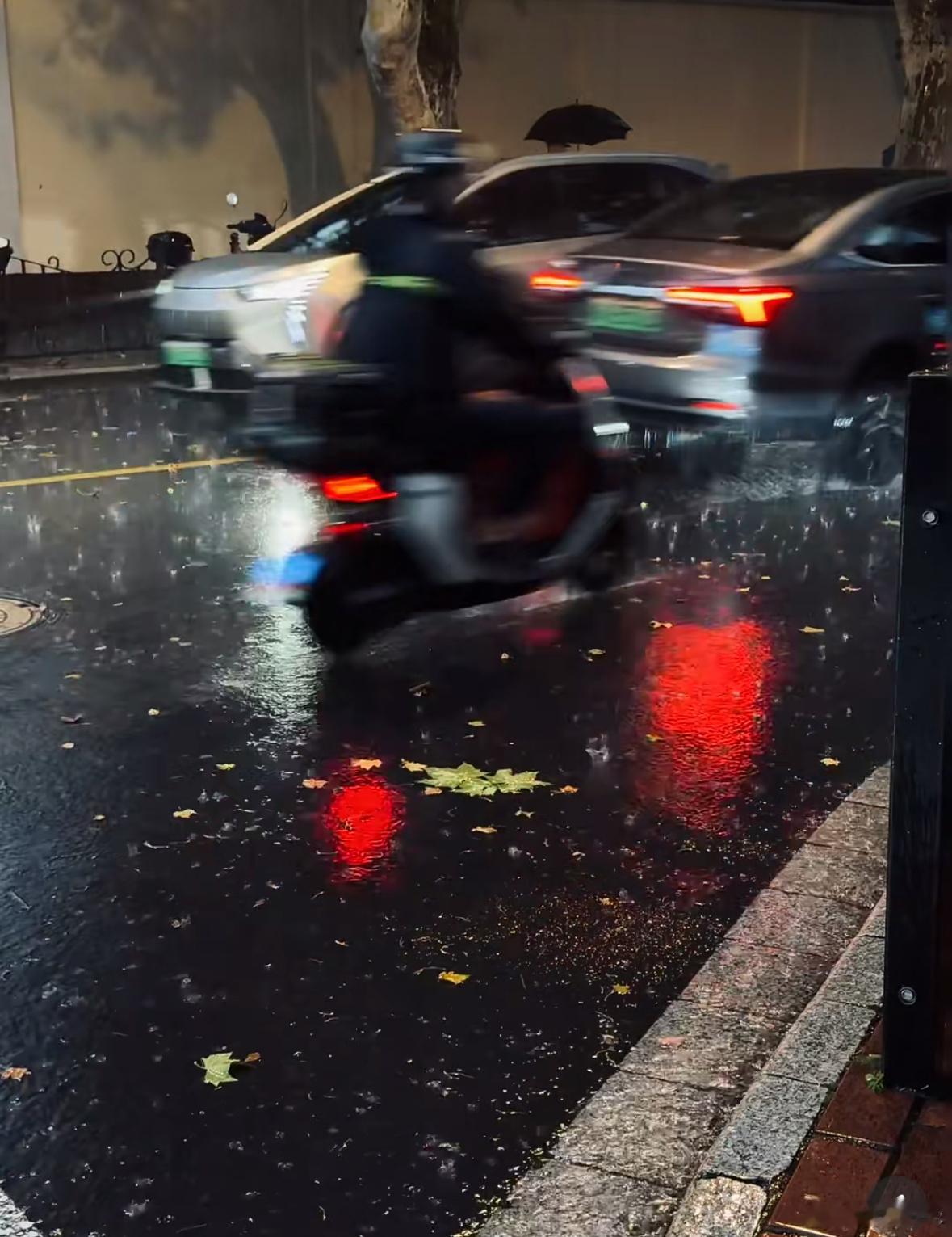 上海下班暴雨实况上海的降雨仿佛自带精准计时功能，刚好卡在下班的时段骤然来袭🌧️