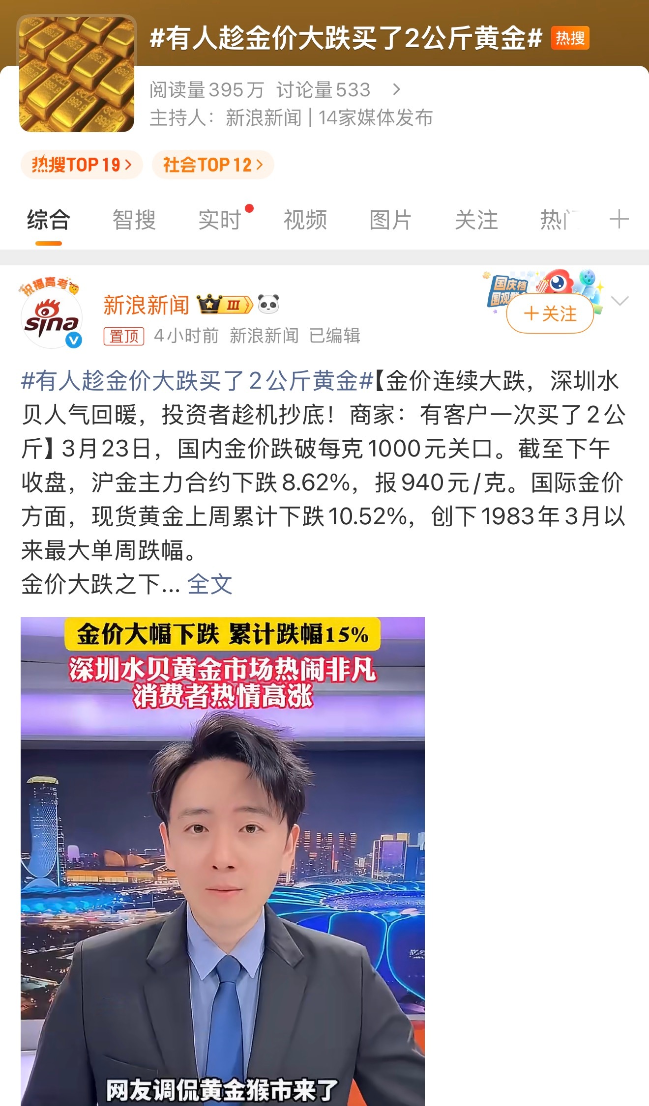 有人趁金价大跌买了2公斤黄金买了吗？