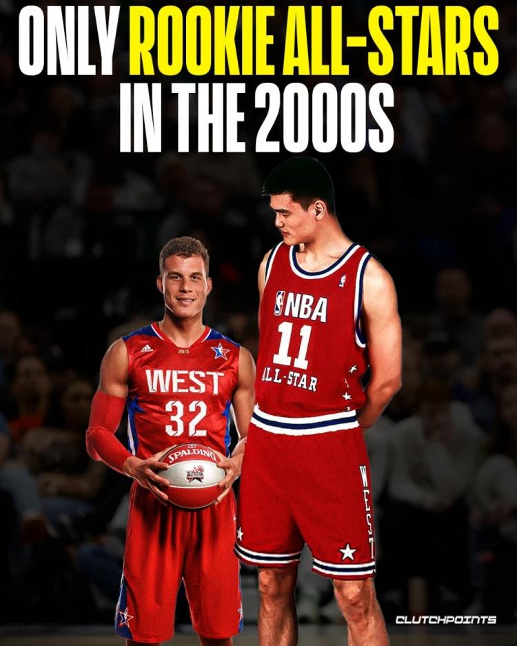 状元弗拉格有机会吗？NBA近25年以来
只有姚明和格里芬新秀赛季入选全明星！
