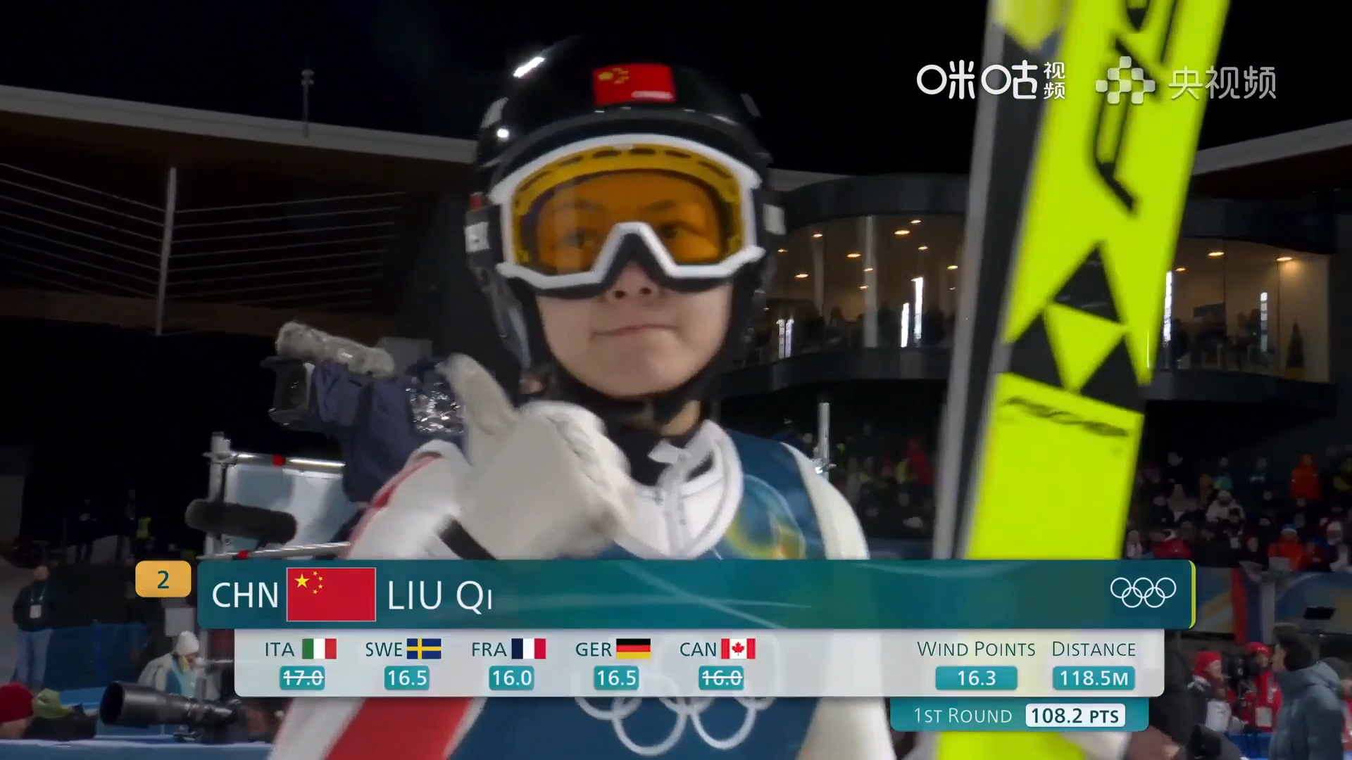 #曾坪刘奇晋级大跳台决赛#米兰冬奥跳台滑雪女子大跳台第一轮结束，🇨🇳曾坪、刘