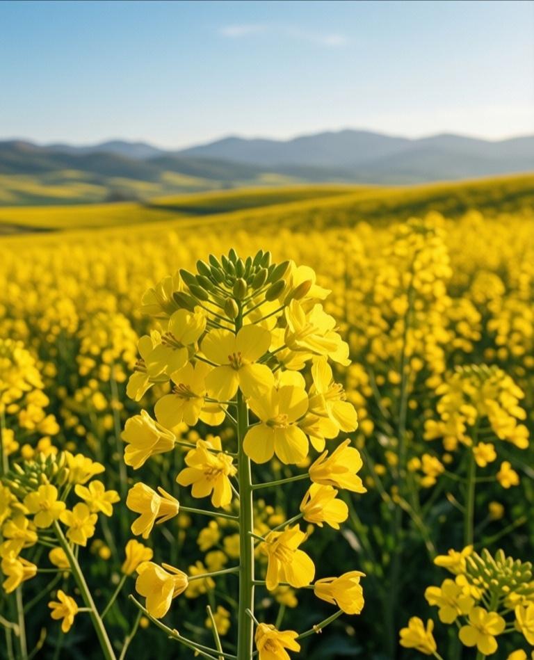 三月的风刚染上暖意，我便迫不及待地奔向郊野，赴一场与油菜花的金色之约。
田埂上，
