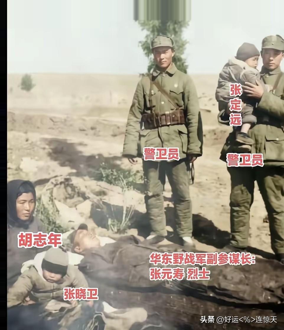 一张悲痛的全家福！华野副参谋长张元寿牺牲后，与妻儿最后的红色留影
 
这是解放战