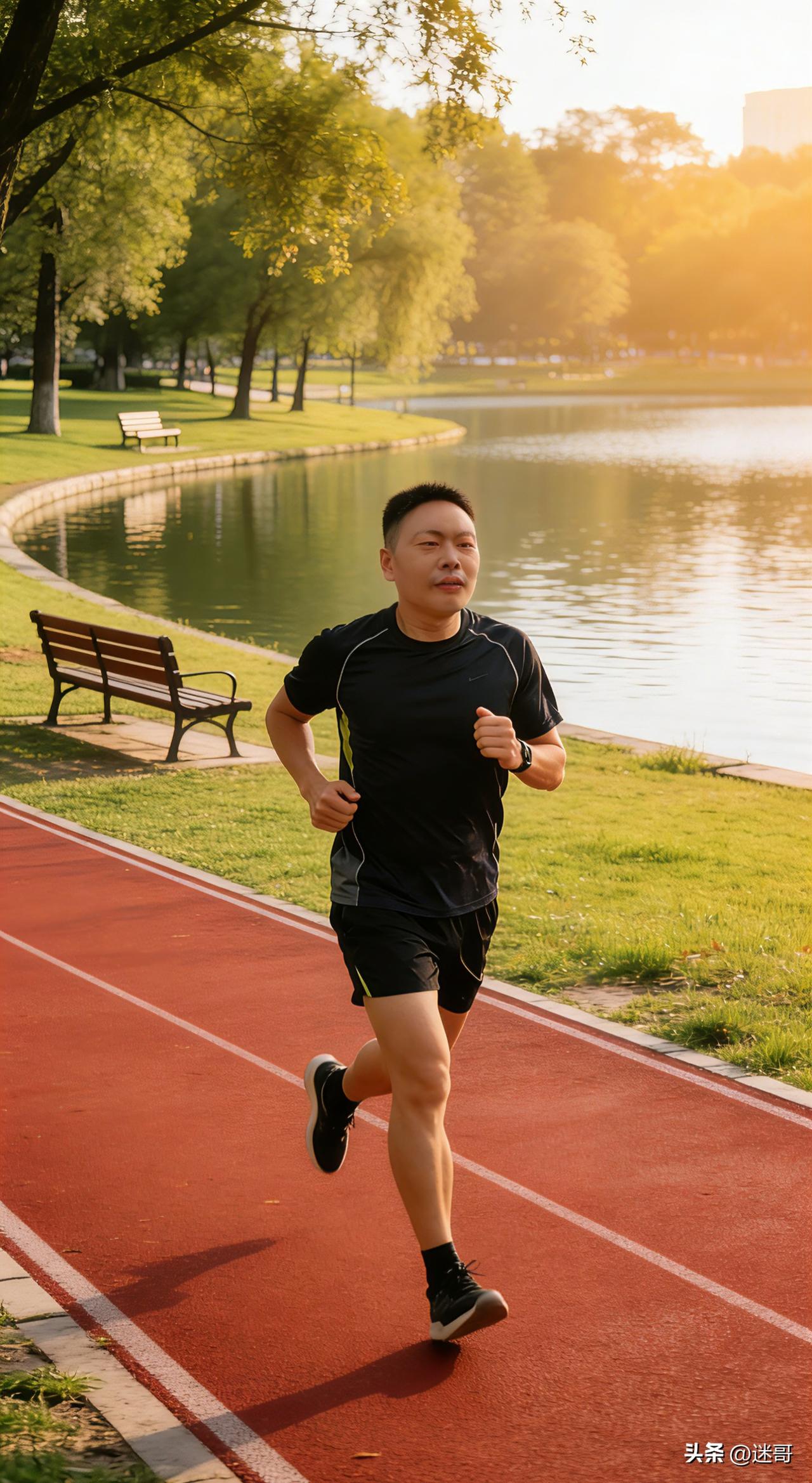 清晨换上运动装，到公园慢跑三公里。

晨光温柔洒在身上，空气清新湿润，深吸一口满