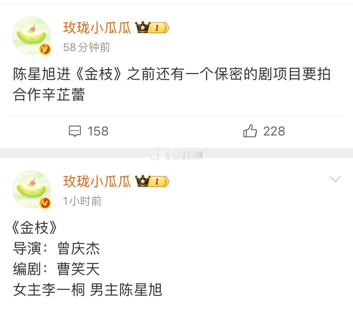 陈星旭接下来拍和李一桐合作的金枝重点是还要拍和辛芷蕾的剧 