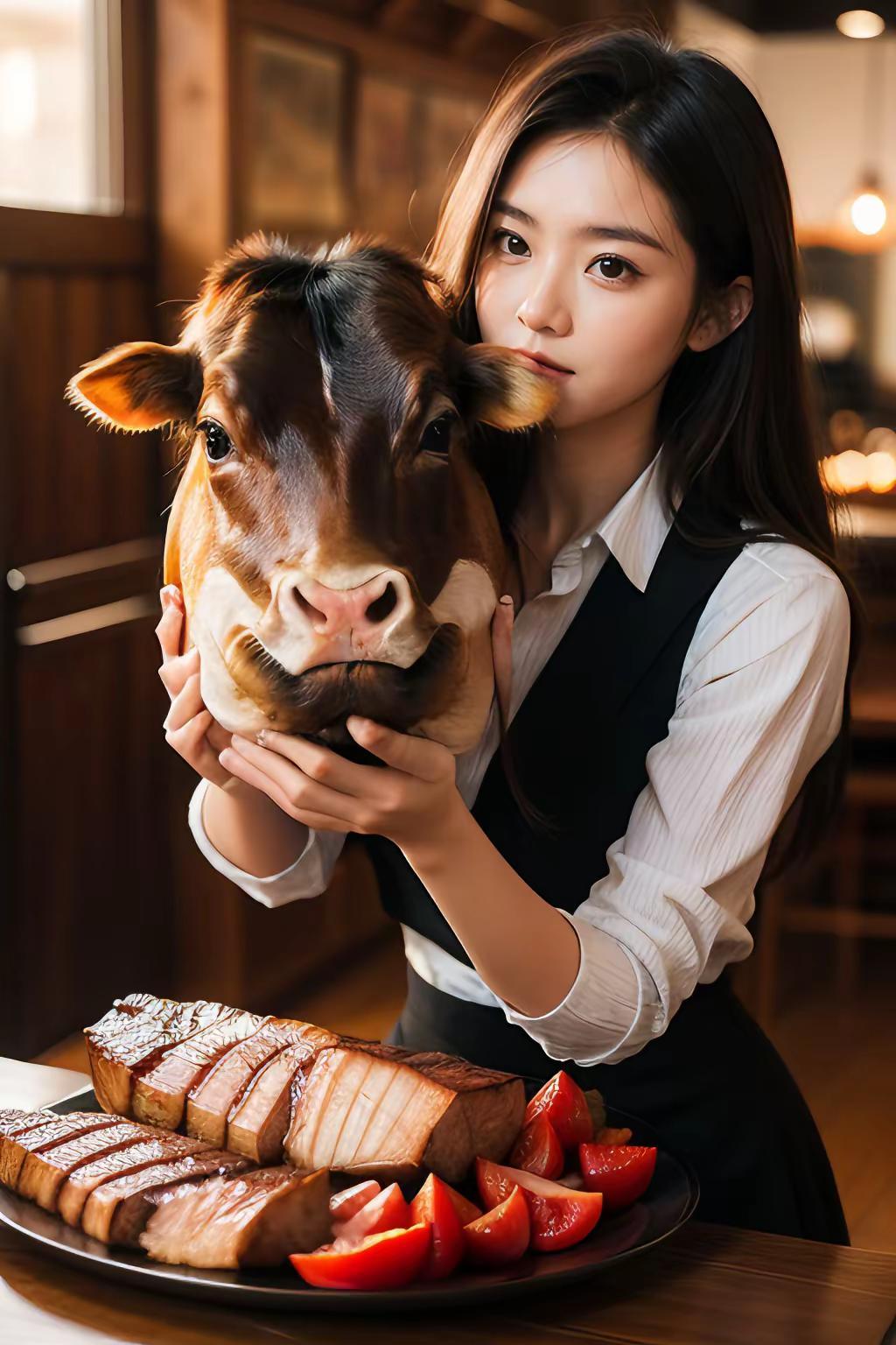 吃烤全牛的女孩