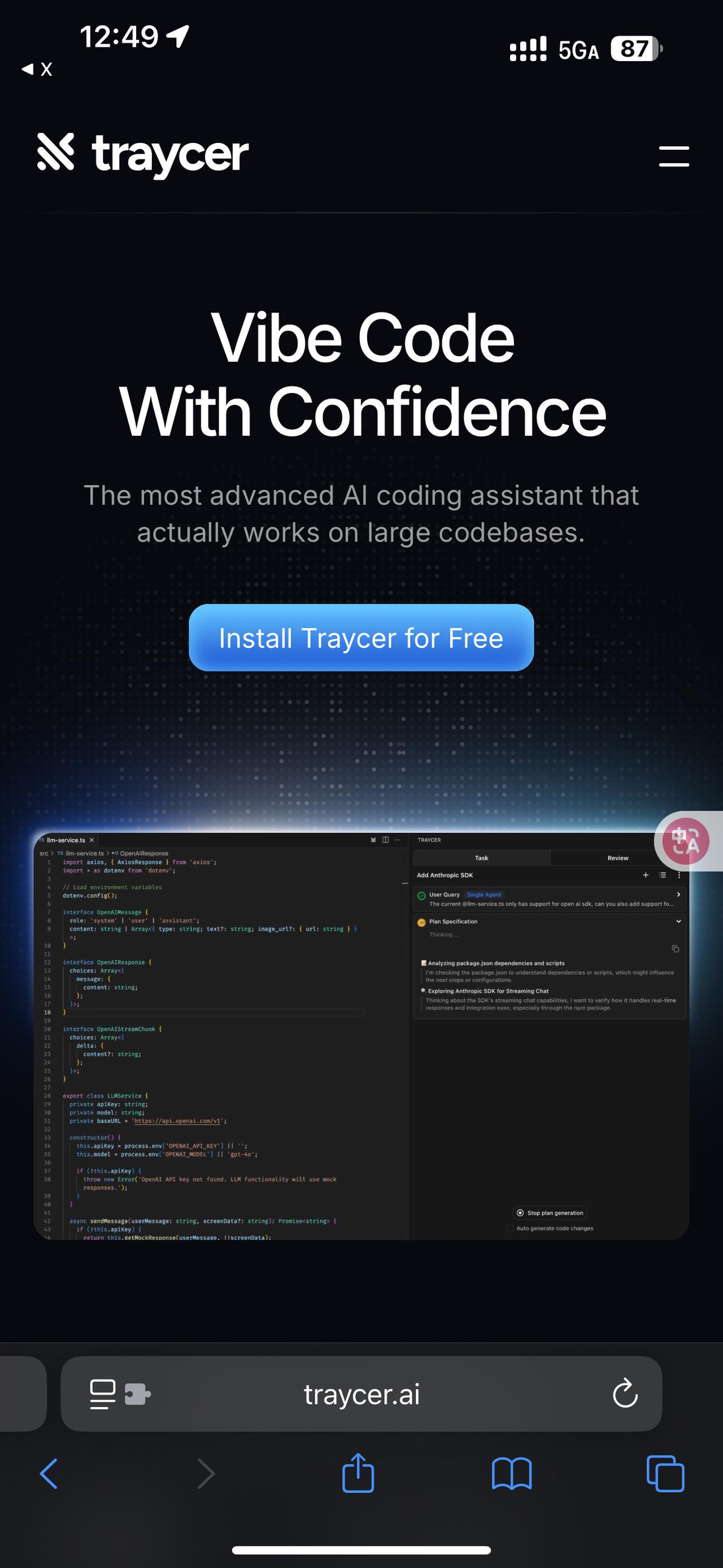 您的 Cursor 工作流程效率现在提高了 5 倍。

告诉 Traycer 您