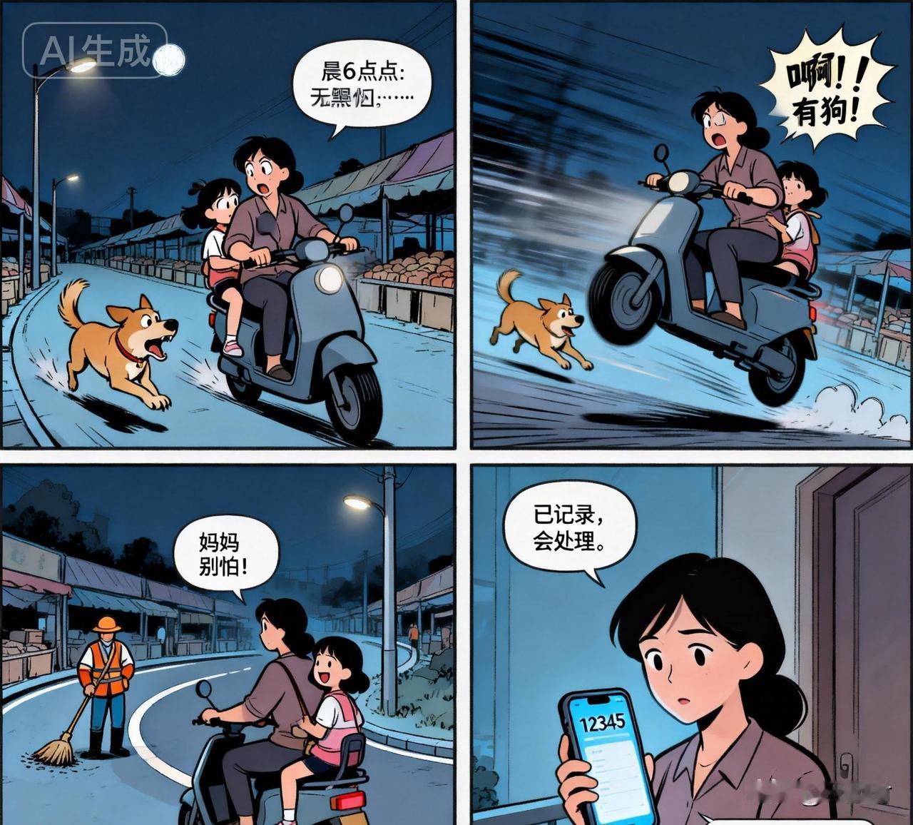 早上6点多时，我被狗追。

差点摔一跤，现在还心有余悸。

每天早上5：40起床